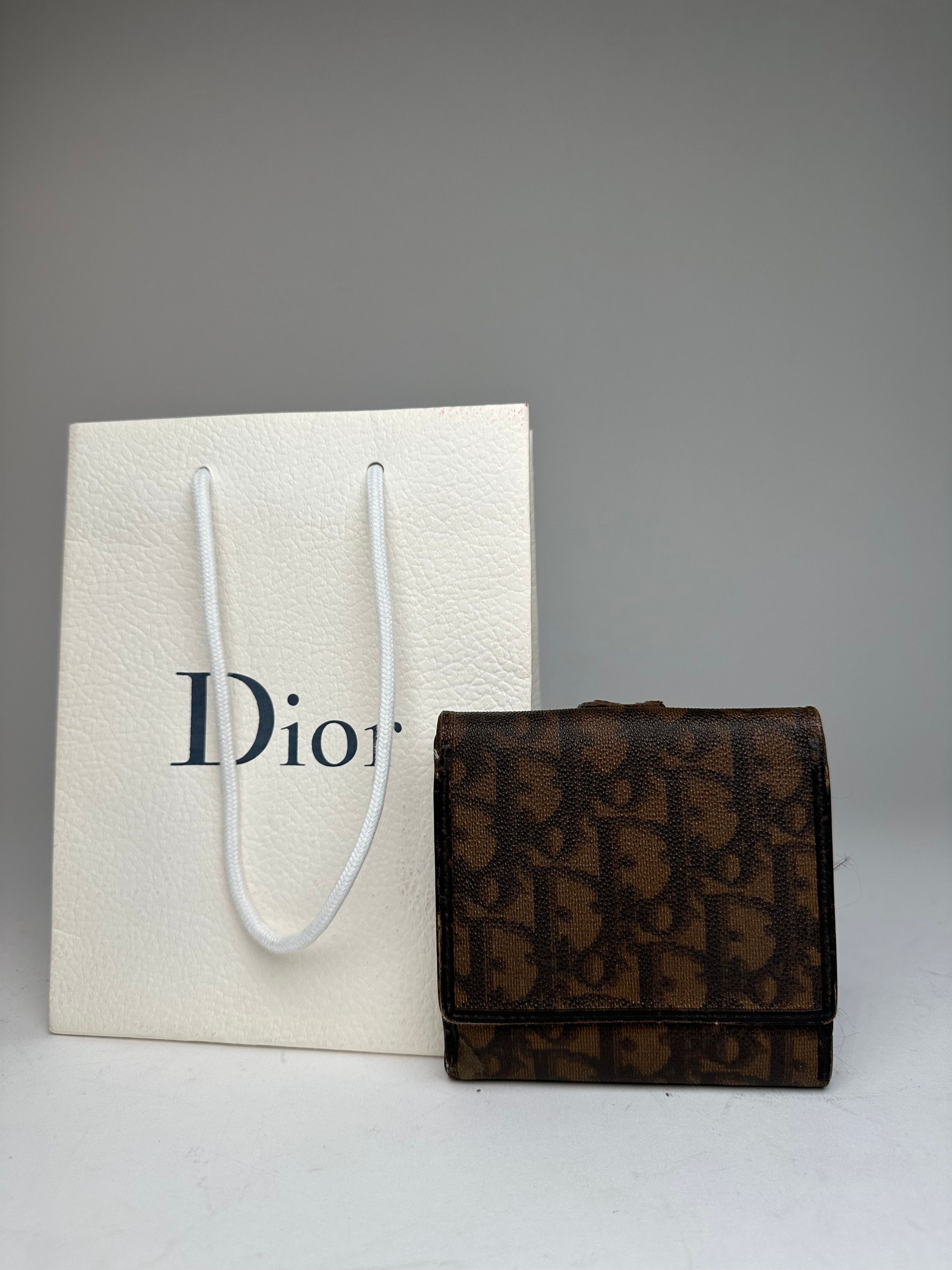 Dior Vintage Oblique Monogram Leather Wallet Brown Size ONE SIZE - 1 Thumbnail