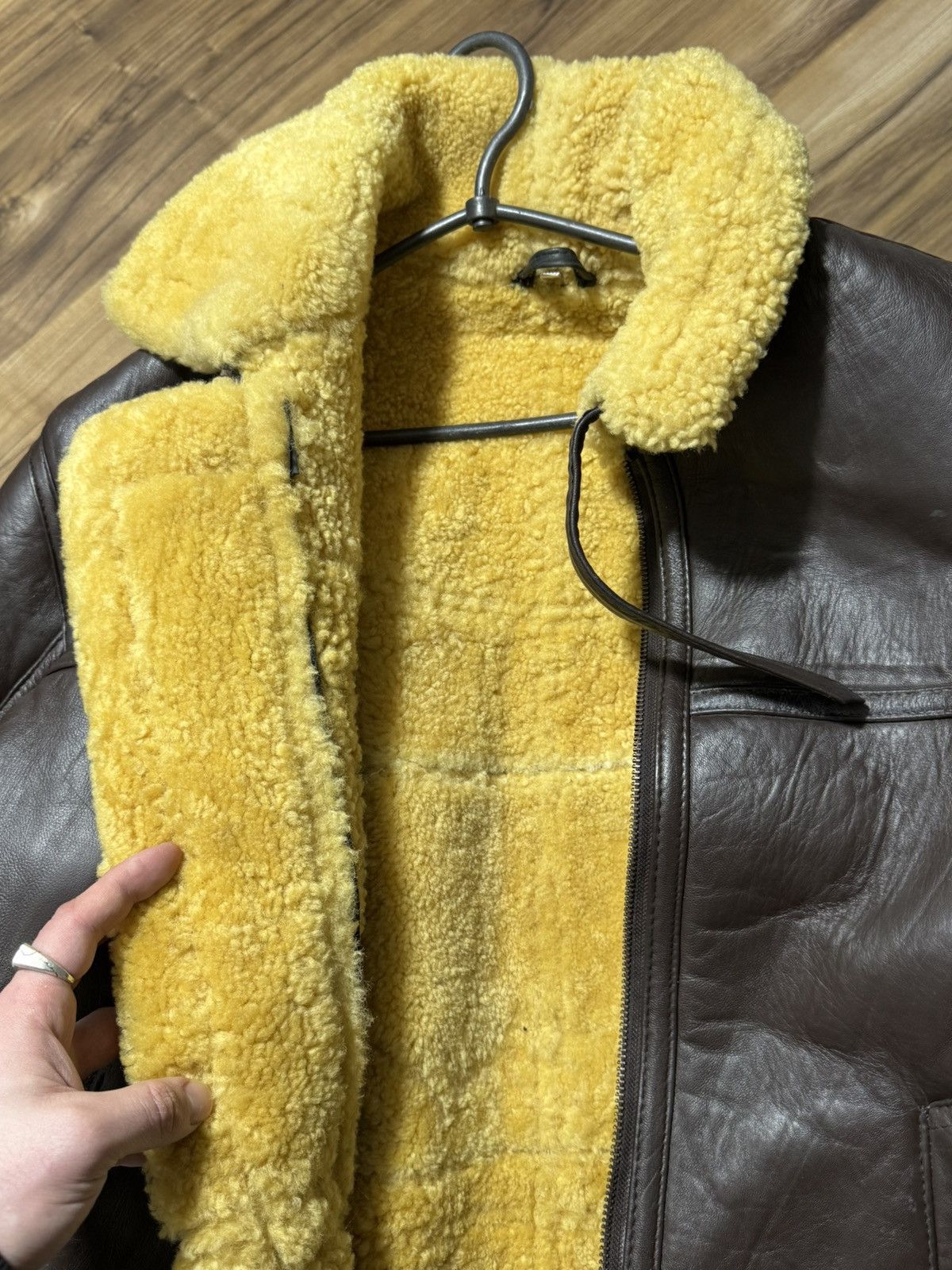 Vintage Vintage 90s Aviator Winter Leather Sherpa Jacket Size US XL / EU 56 / 4 - 4 Thumbnail