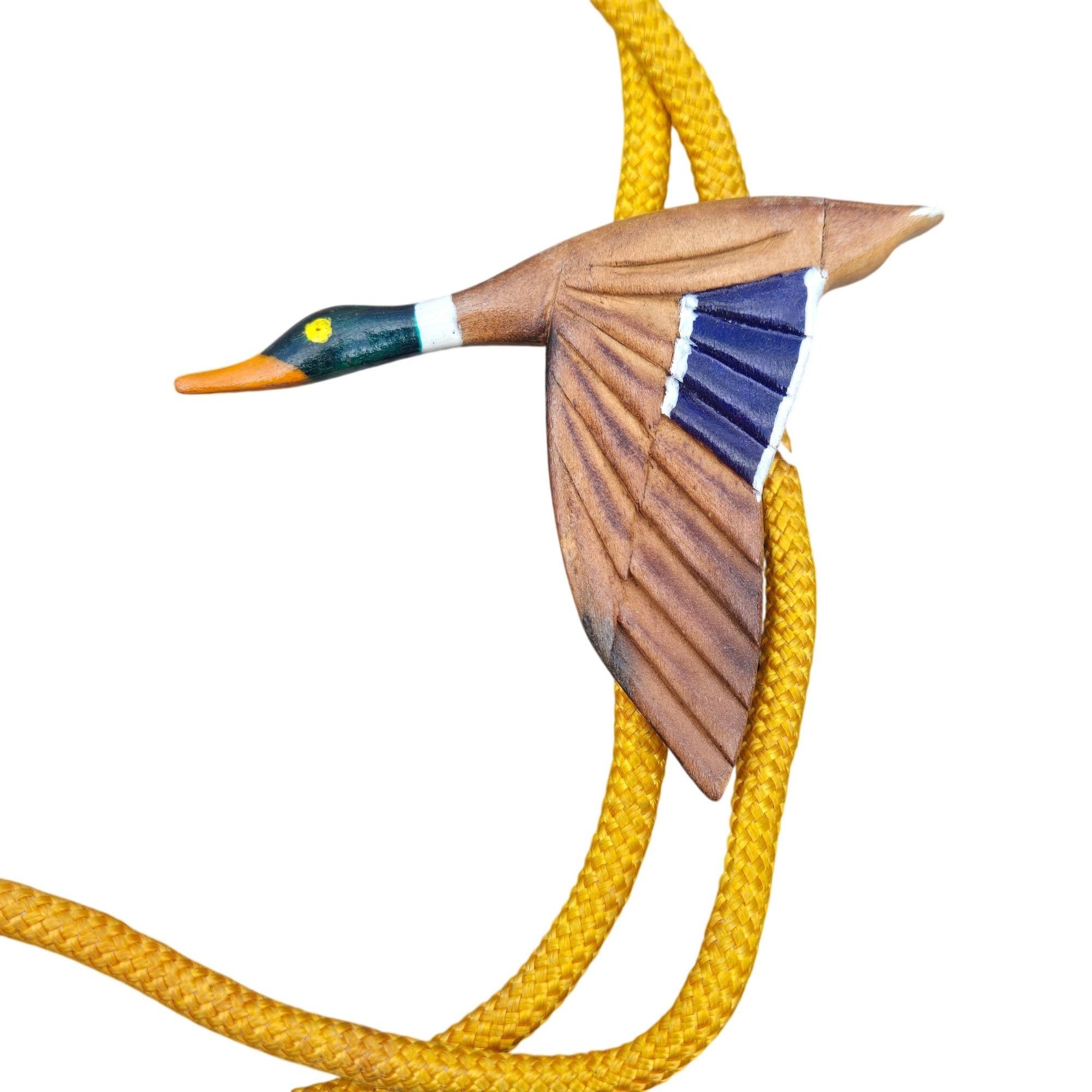 Other Vintage Mallard Duck Bolo Tie Wood Yellow Braided Cord Weste Size ONE SIZE - 2 Thumbnail