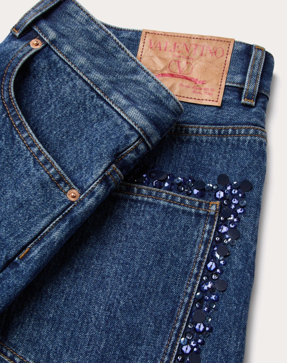 Valentino o1s1wg110525 Embroidered Denim Trousers in Blue Size 26" / US 2 / IT 38 - 7 Thumbnail