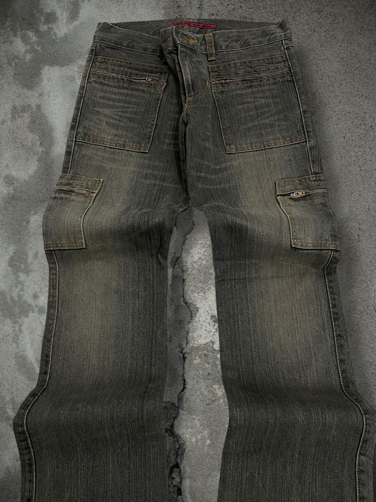 Japanese Brand Vintage 1990s Designer Japan Edge On All Green Mudwash Denim Size US 29 - 4 Thumbnail