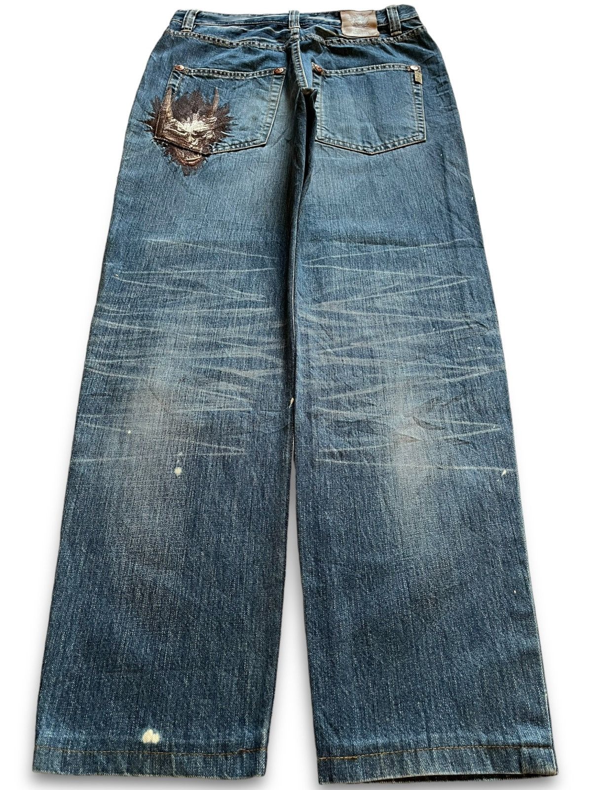 Japanese Brand Vintage Japanese Oniarai Paint Splatter Devil Jeans Size US 29 - 2 Thumbnail