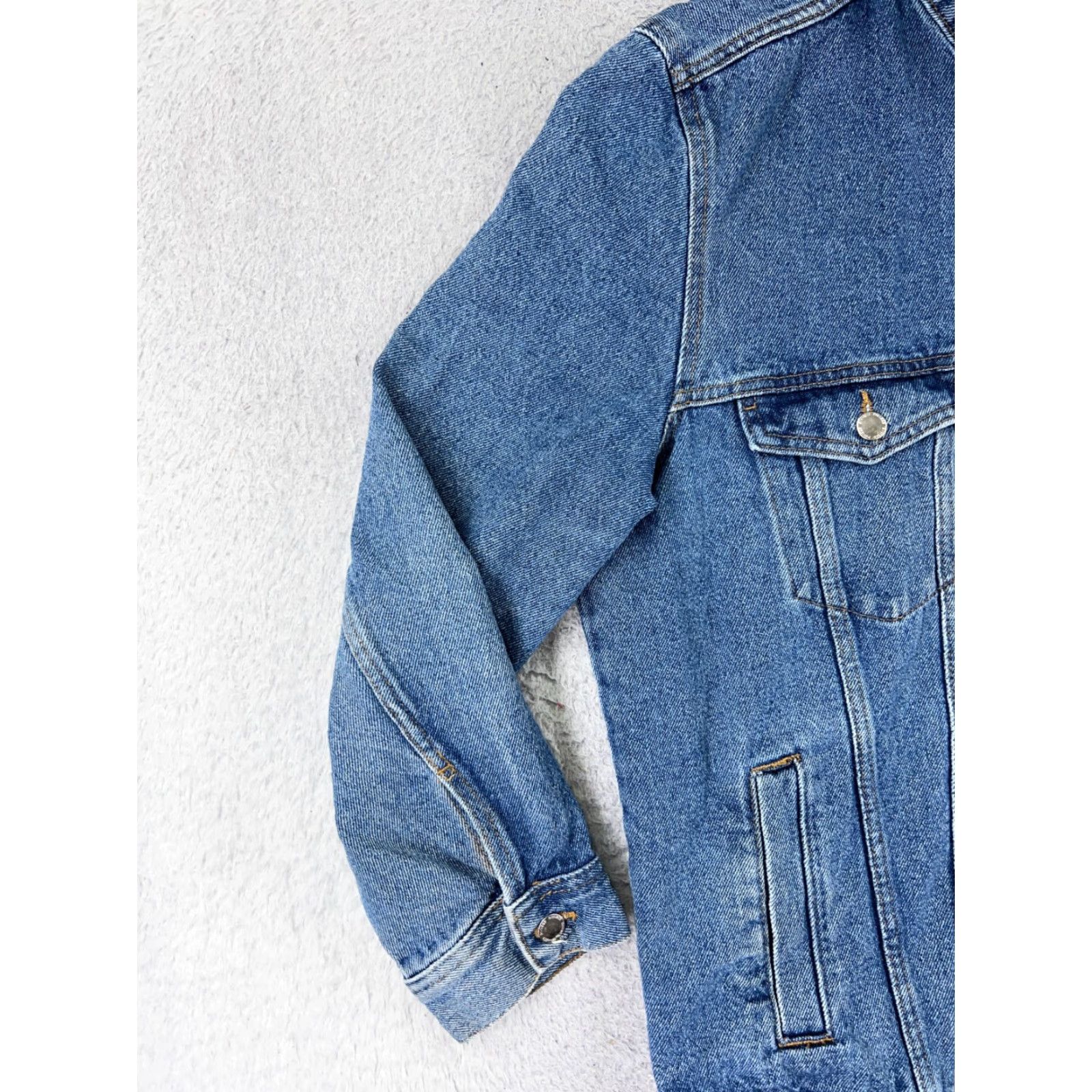 Denime VINTAGE Divided by H&M Denim Jacket Women's 4 Blue Medium Wash Trucker Button Up Cotton 80s 90s Mens Womens Size XL / US 12-14 / IT 48-50 - 3 Thumbnail