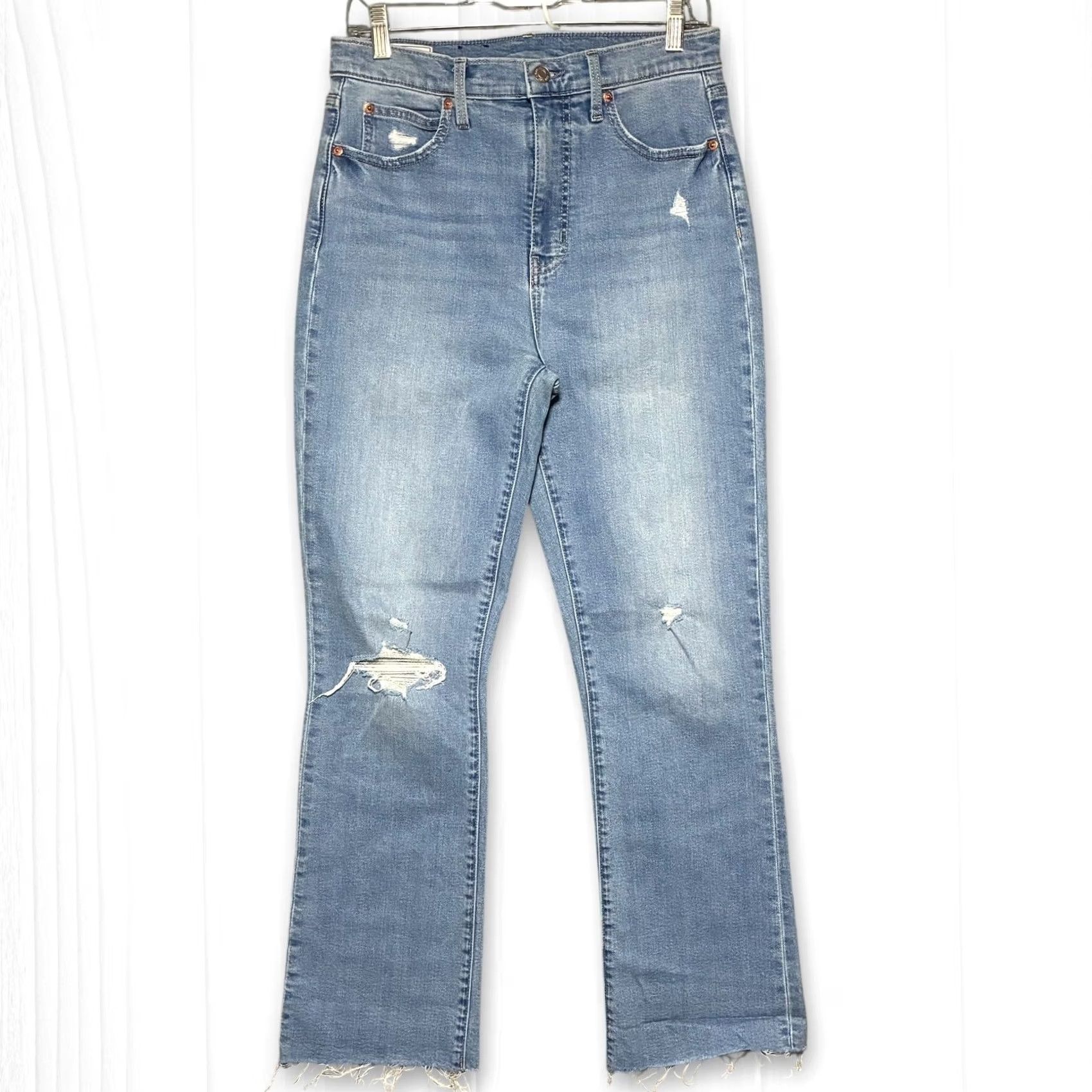 Gap VINTAGE? GAP Kick Fit High Rise Distressed Light Wash Denim Crop Jeans Women's 29/8T Tall Size 30" / US 8 / IT 44 - 2 Thumbnail