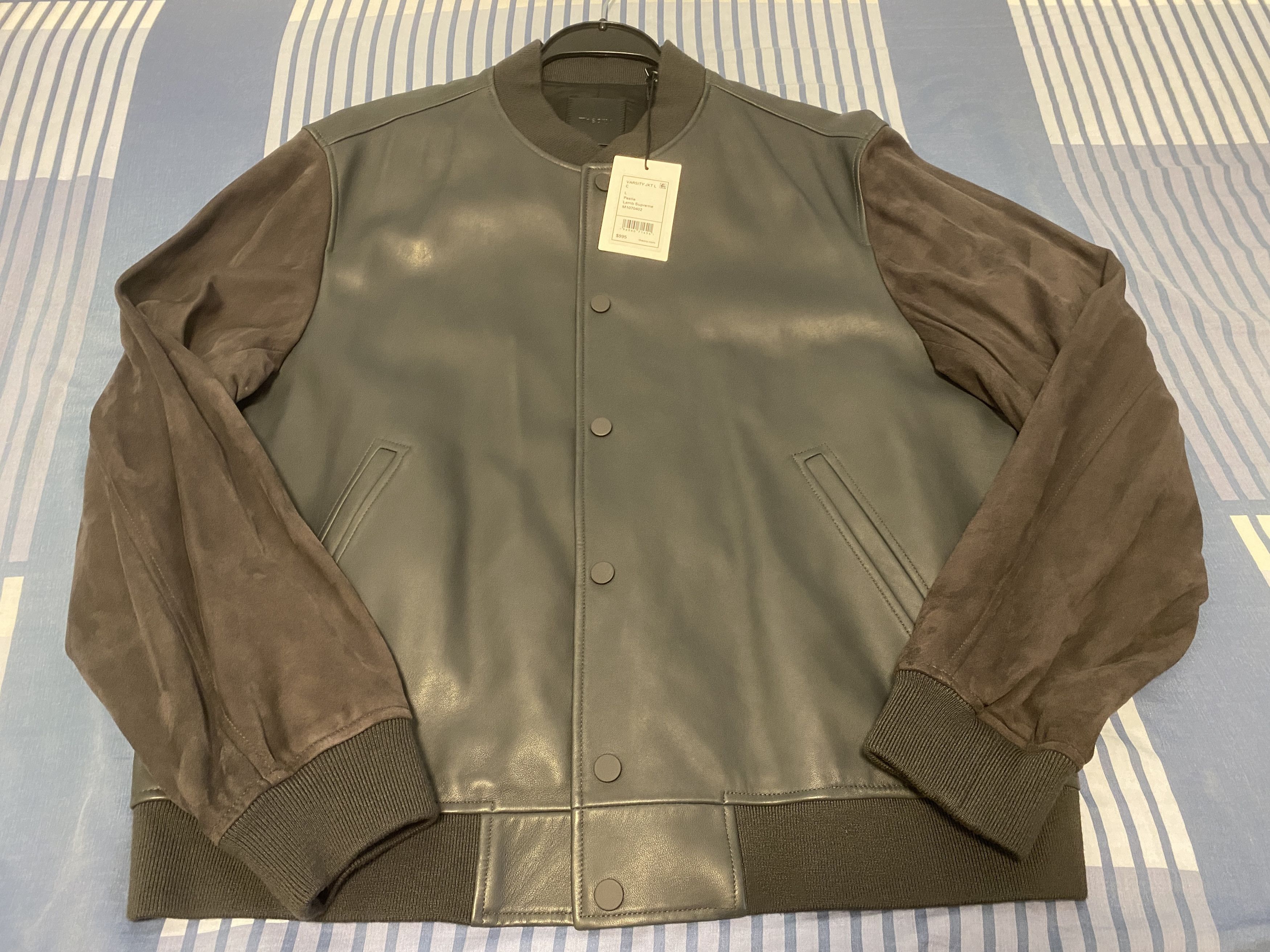 Theory Lamb Supreme Leather Varisty Jacket Size US L / EU 52-54 / 3 - 6 Thumbnail