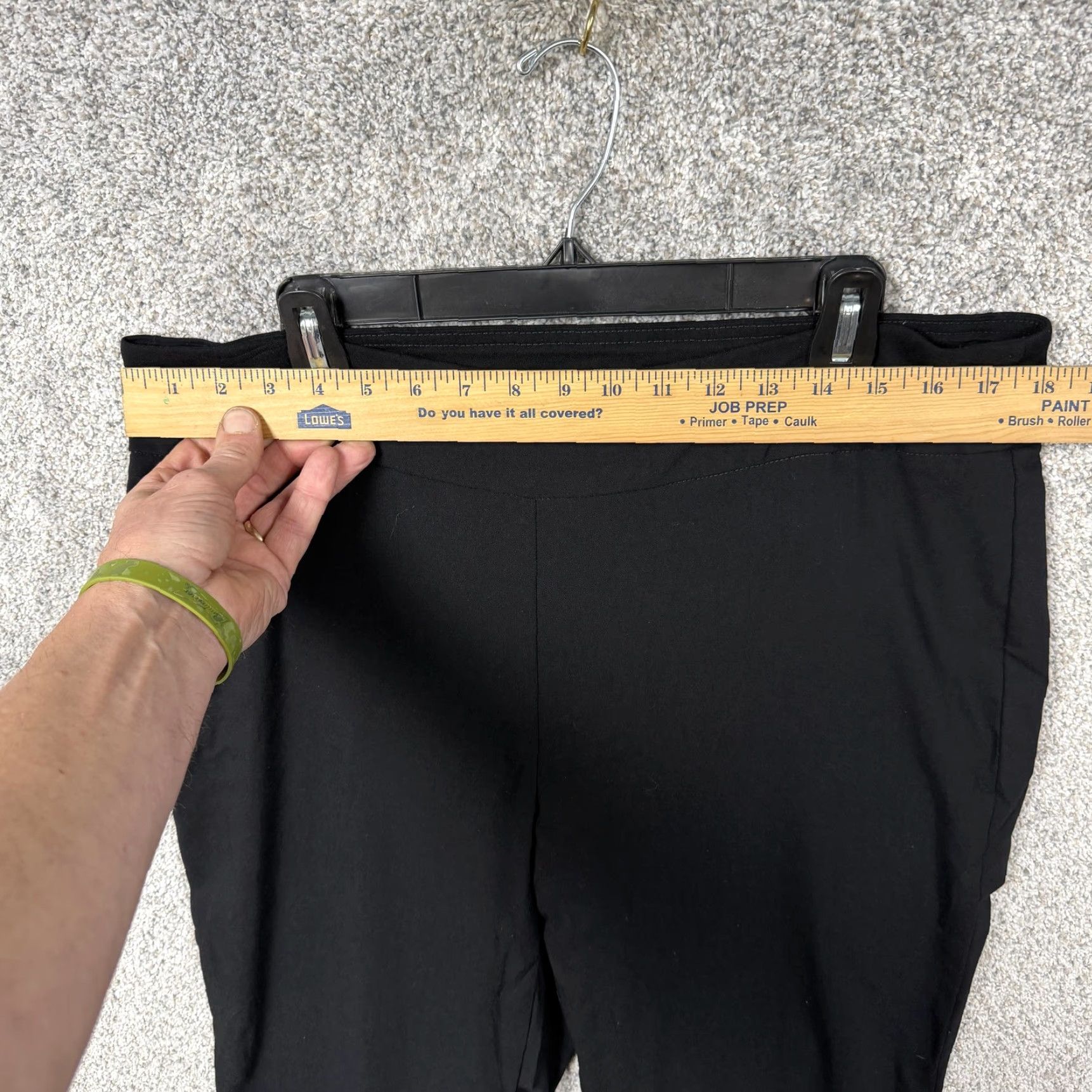 Vintage Roz & Ali Ankle Pants Women 16 Black Rhinestone Hem Stretch Ponte Office Casual Plus Size 26.5 Inseam Pant Womens Size 38" / US 16 / IT 52 - 2 Thumbnail