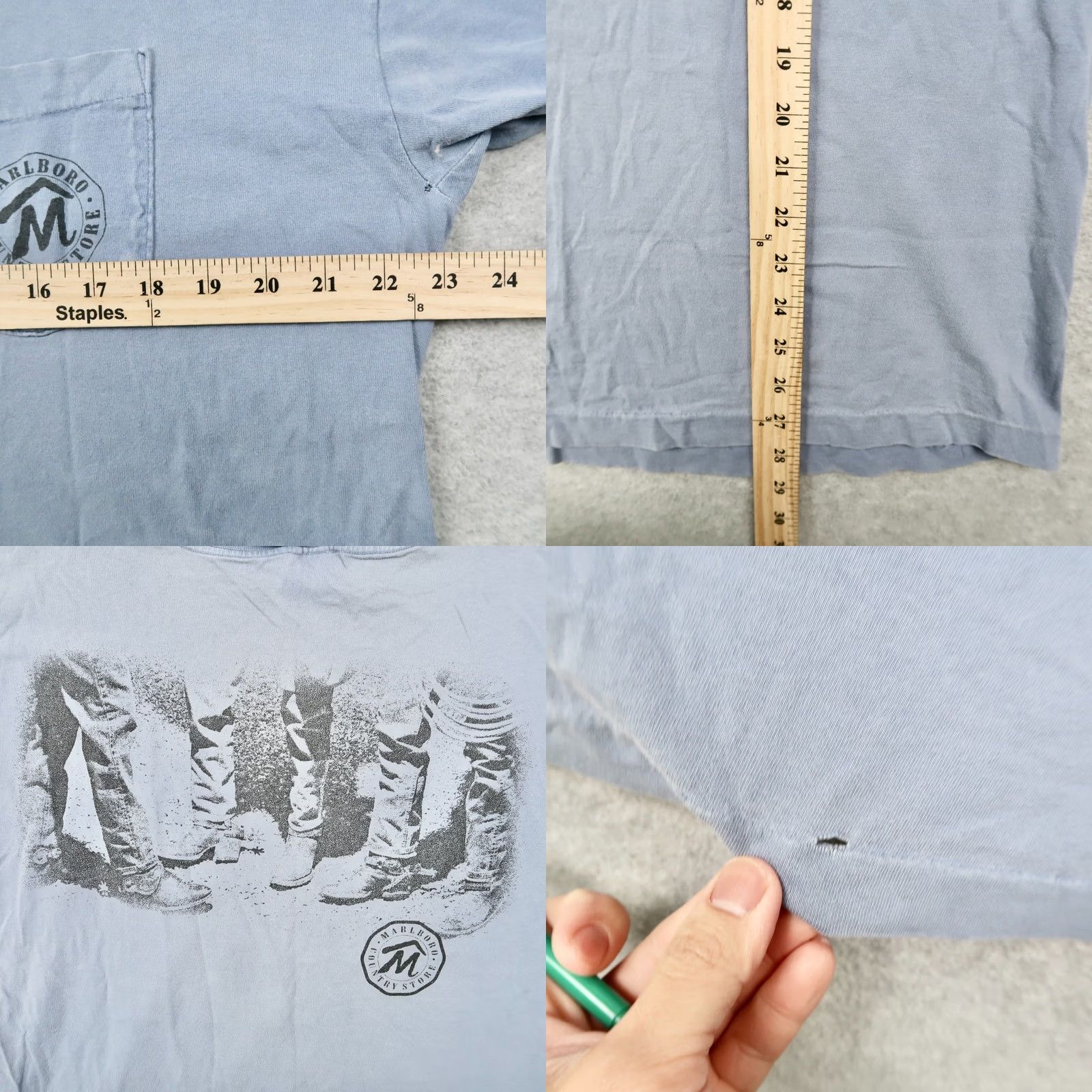 Marlboro 90s Marlboro Cowboy Boots Shirt - XL Blue Cotton Graphic Tee - Original Condition Size US XL / EU 56 / 4 - 9 Thumbnail