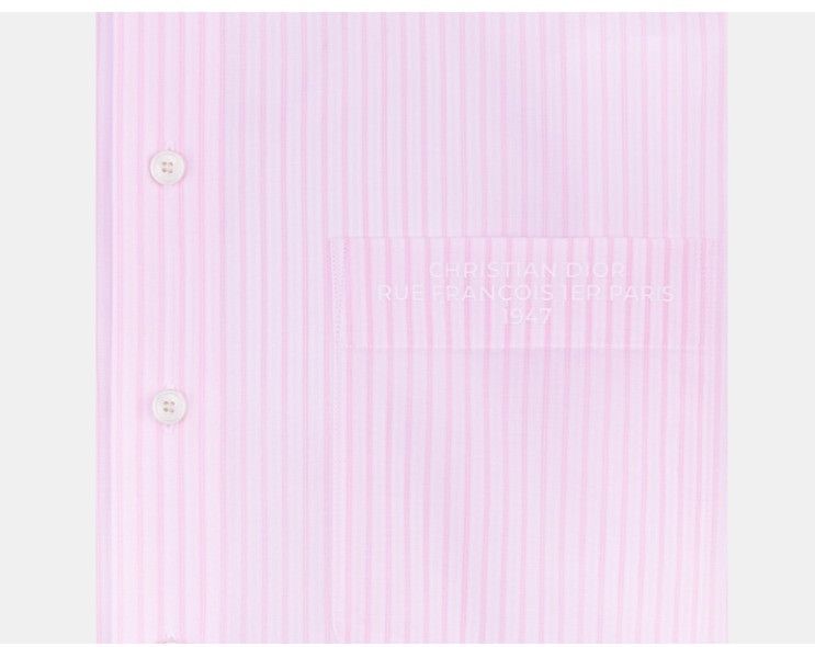 Dior o1w1db11224 Striped Cotton Poplin Shirt in Pink Size US M / EU 48-50 / 2 - 3 Thumbnail