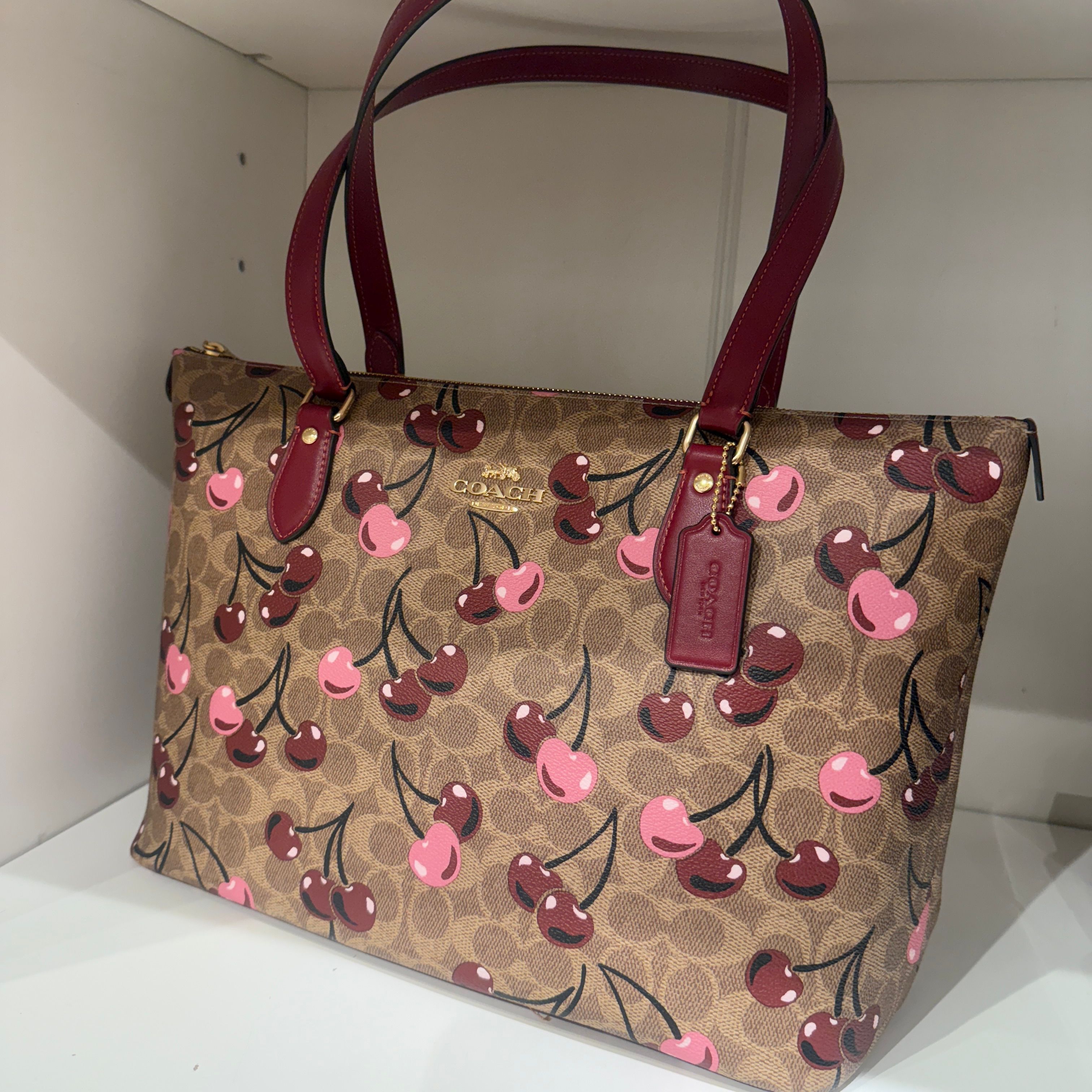 coach Gallery Tote Bag With Cherry Print caa71