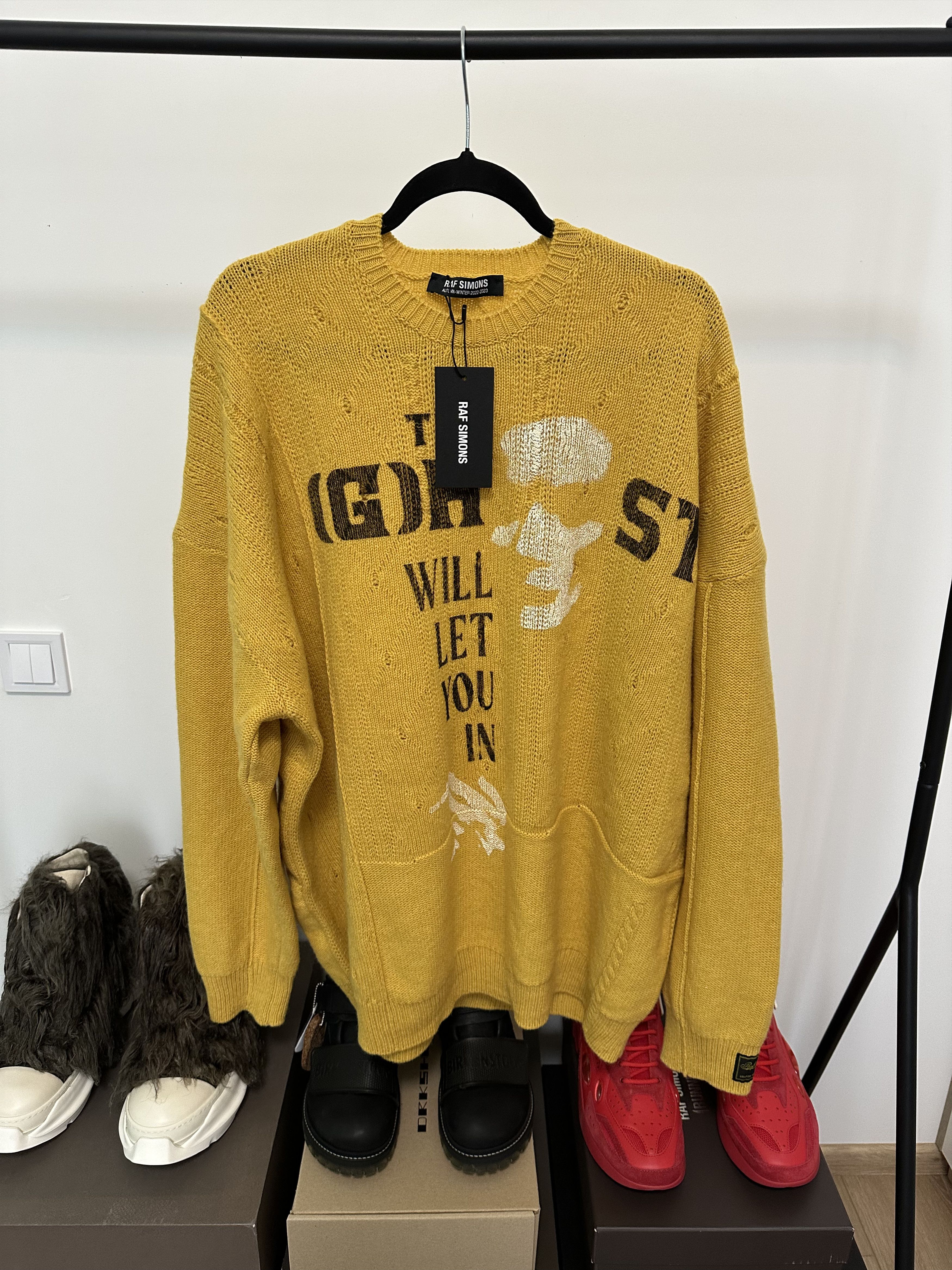 Raf Simons FW22 Raf Simons "Ghost" Yellow Knit Sweater – Size 2 Size US M / EU 48-50 / 2 - 1 Thumbnail