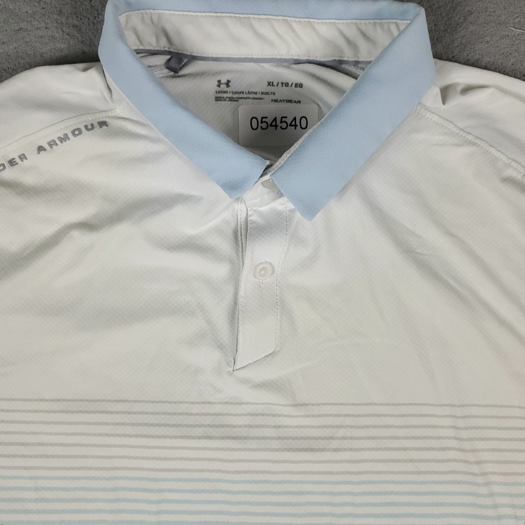 Under Armour Under Armour Polo Shirt Mens XL Striped Golf Casual Short Sleeve Off-White Blue Gray Logo Shirt Mens XL Polo Size US XL / EU 56 / 4 - 2 Thumbnail