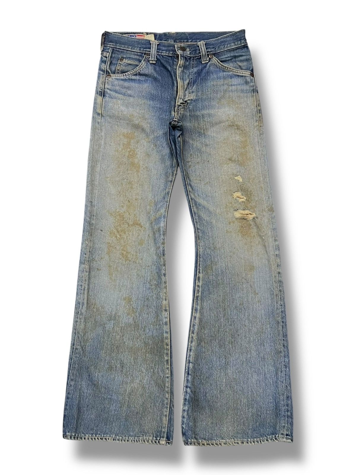 Japanese Brand Flared Vintage 80s Bobson Japan - Faded Mud Wash, Distressed Size US 29 - 2 Thumbnail