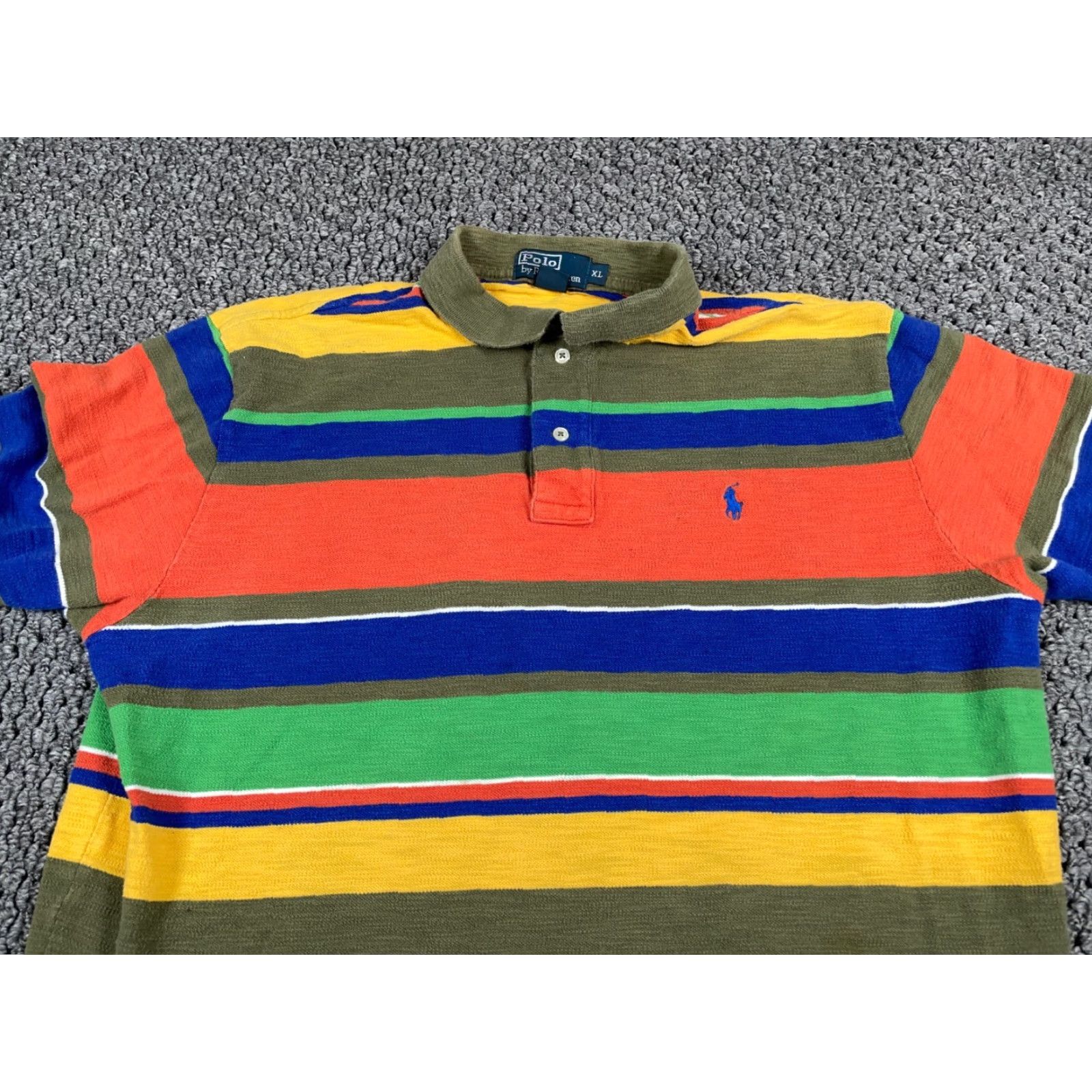 Polo Ralph Lauren VINTAGE Polo Ralph Lauren Polo Shirt Adult XL Rainbow Striped Cotton 90s Casual Mens Size US XL / EU 56 / 4 - 4 Thumbnail
