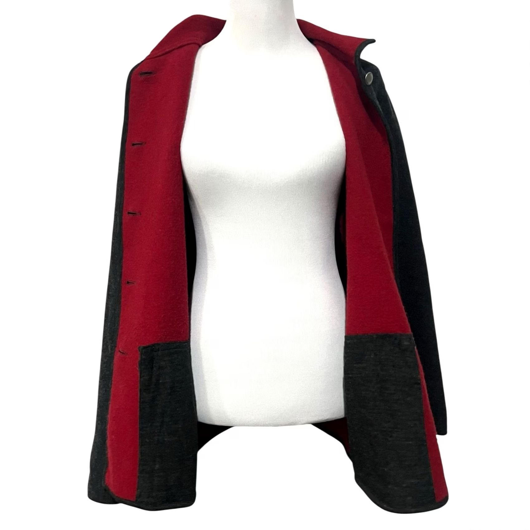Talbots VINTAGE Talbots Wool Blend Jacket Women's Size S Gray Red Button Front Size S / US 4 / IT 40 - 4 Thumbnail