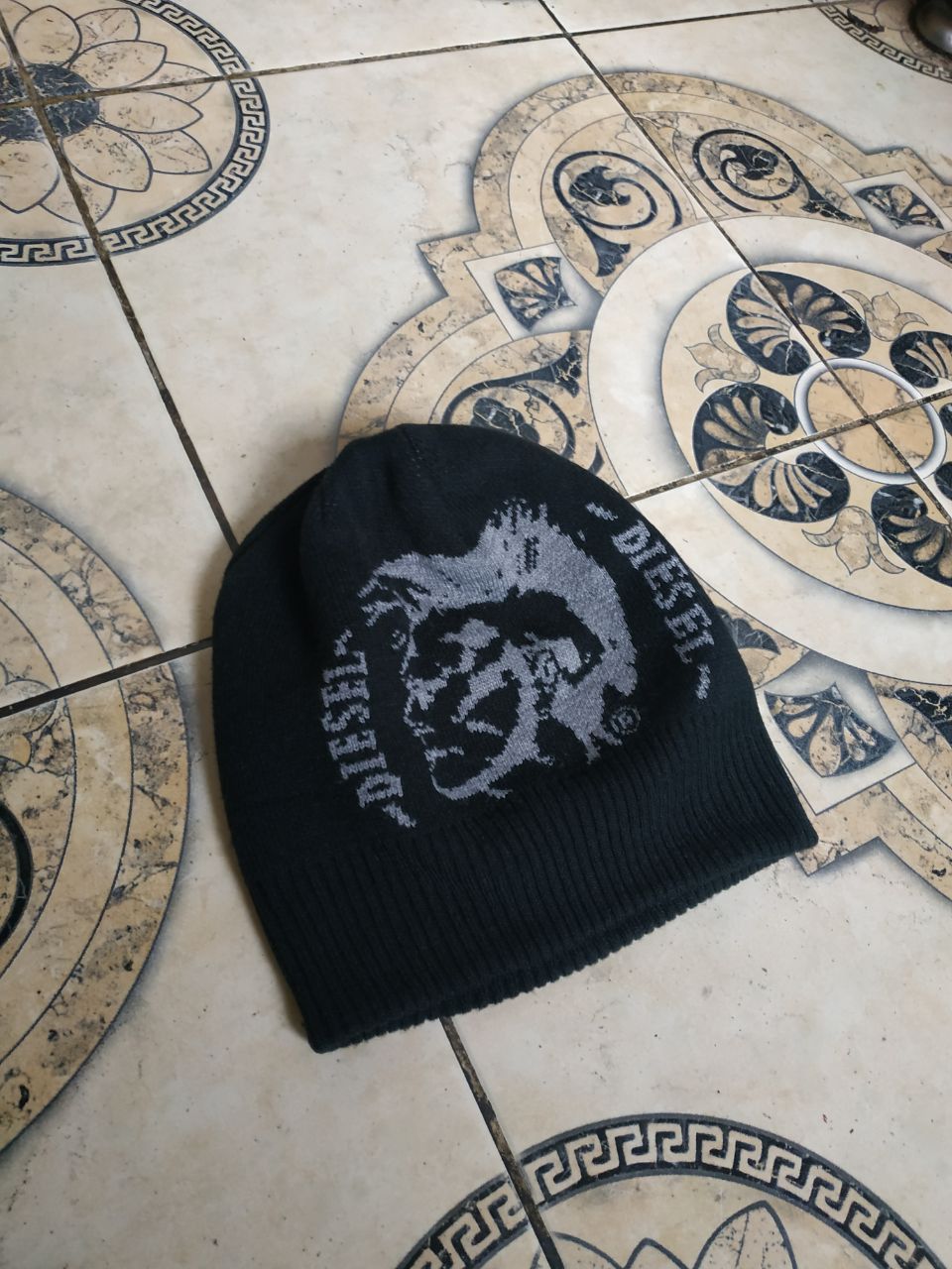 Diesel Diesel Reversible Mohawk Beanie Hat Y2K Black Gray Knit Size ONE SIZE - 2 Thumbnail