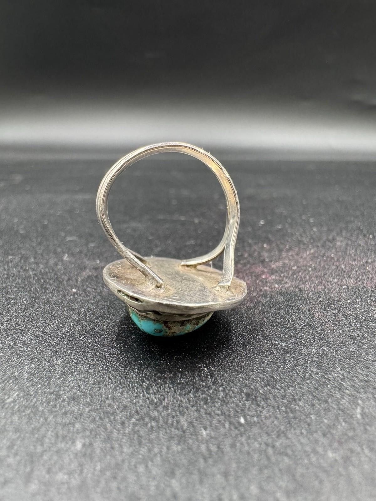 Matix Vintage Navajo Turquoise Ring Sterling Silver Natural Stone Size ONE SIZE - 9 Thumbnail