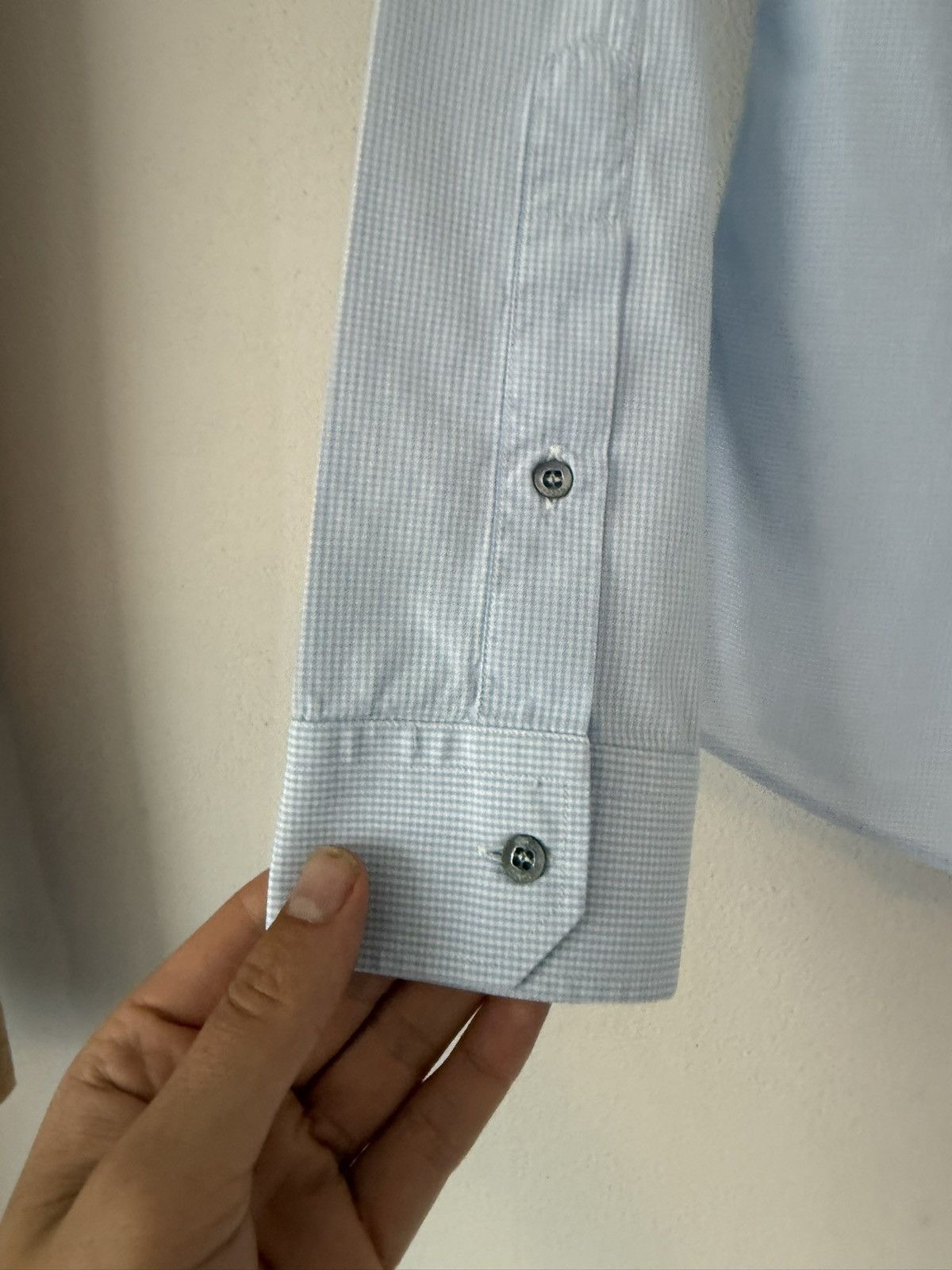 Gucci Light Blue Micro-Gingham Shirt with Striped Collar Size US M / EU 48-50 / 2 - 9 Thumbnail
