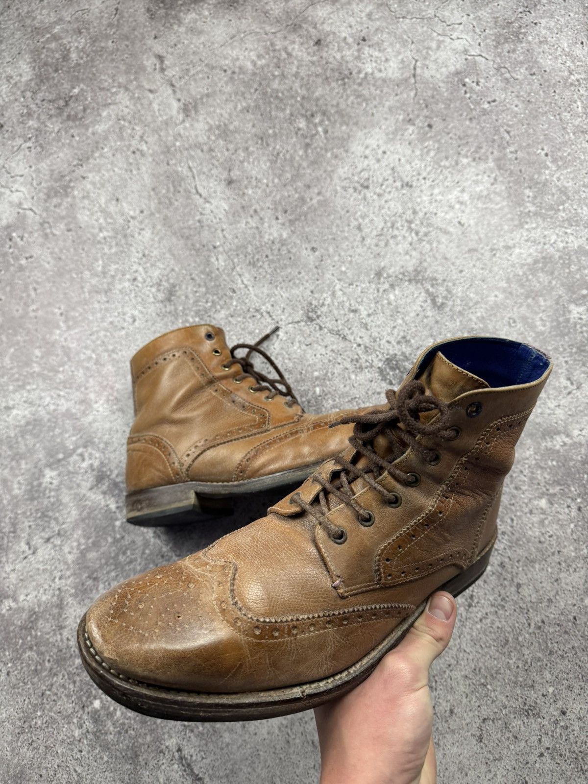 Cowboy Equipment WESTERN BIKER COWBOY LEATHER VINTAGE BROWN BOOTS Size US 10 / EU 43 - 9 Thumbnail