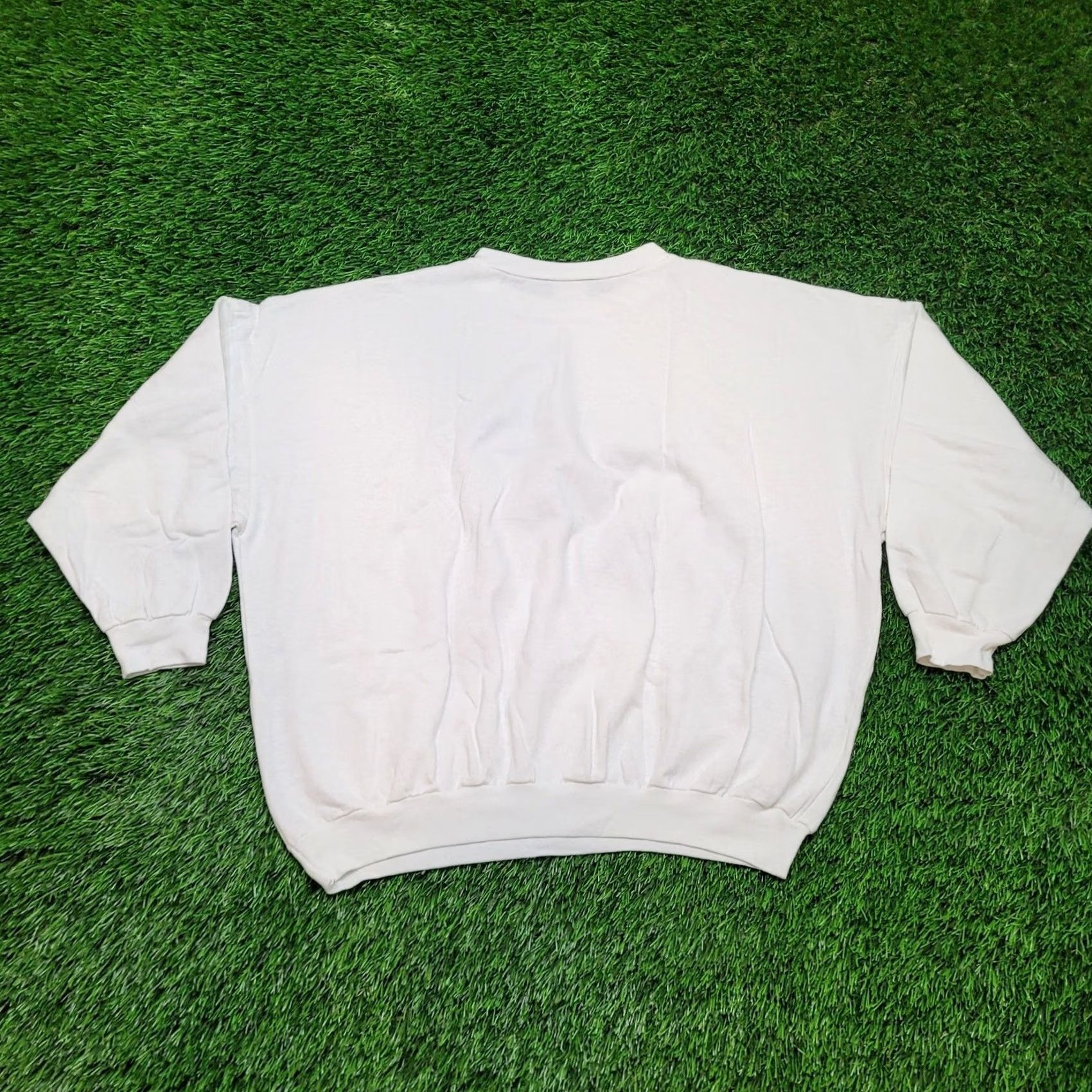 Vintage Mom Pastel Vintage 80s Sweatshirt Boxy Cropped Floral Batwing Knit XL White Fleece Size XL / US 12-14 / IT 48-50 - 4 Thumbnail