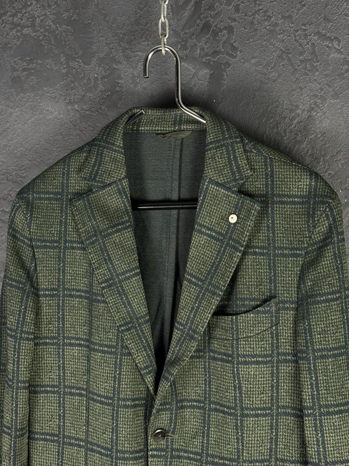 L.B.M. 1911 L.B.M. 1911 Olive Green Check Wool-Blend Men’s Blazer 48R Size 48L - 3 Thumbnail