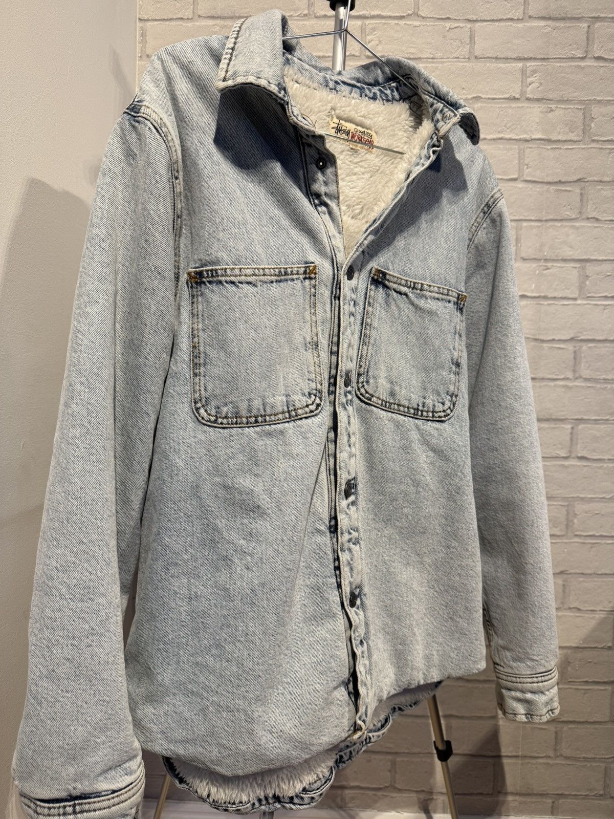 Stussy Stussy Sherpa Lined Denim Shirt 'Stone Washed' Size US S / EU 44-46 / 1 - 4 Thumbnail