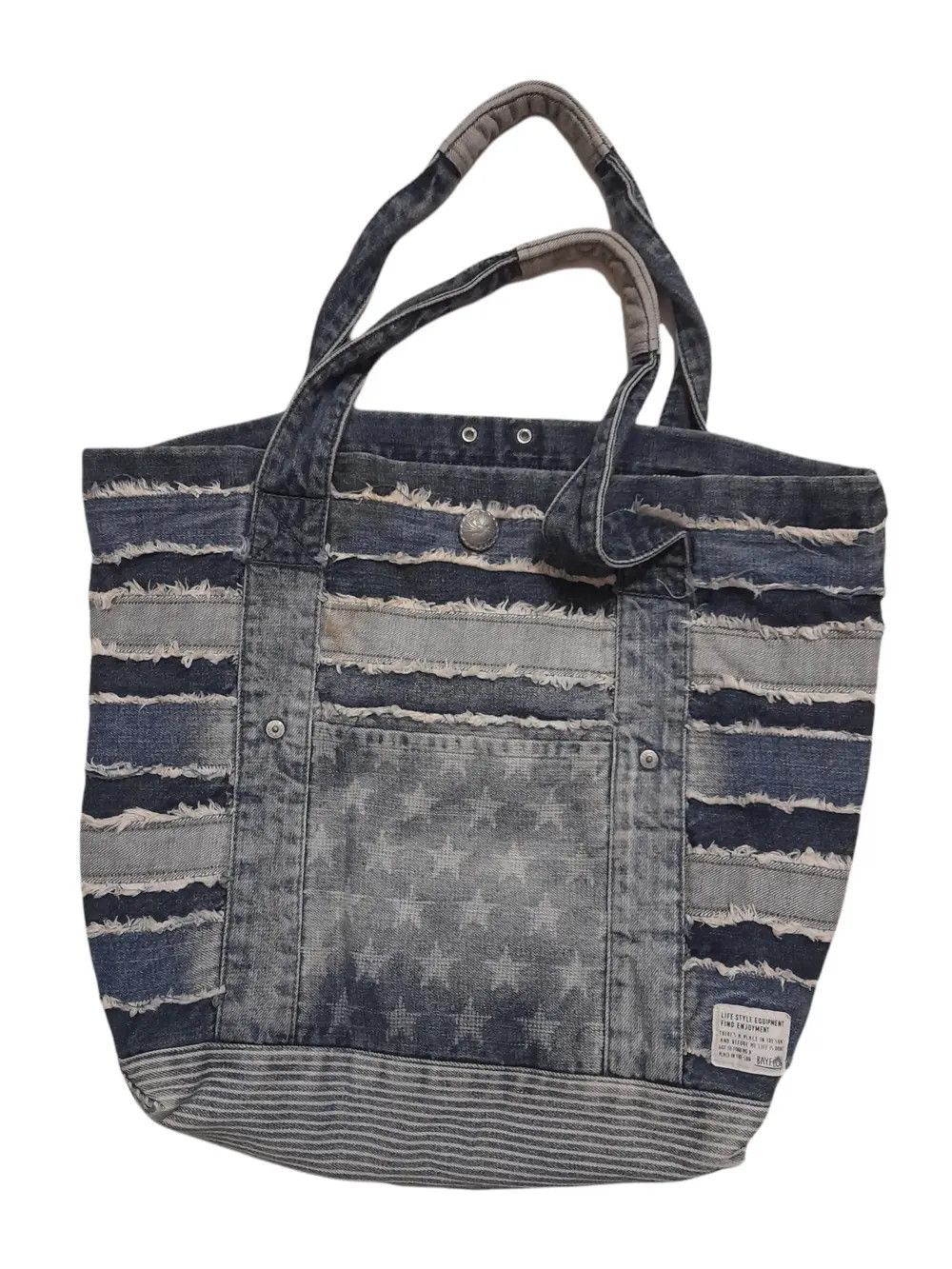 Japanese Brand Bay Flow Japan Flag Denim Tote Bag (D712) Size ONE SIZE - 7 Thumbnail
