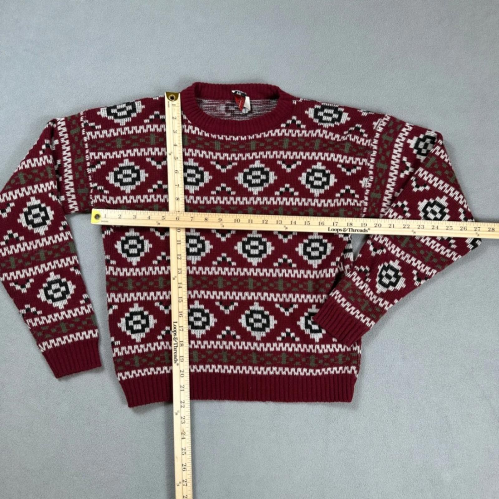 Neil Barrett Vintage Barrel Knit Sweater Made in USA Youth XL Burgundy Size US XL / EU 56 / 4 - 2 Thumbnail