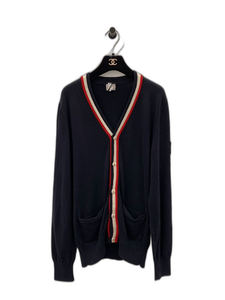 Moncler Moncler men's dark blue stripe cardigan Size US L / EU 52-54 / 3 - 1 Thumbnail