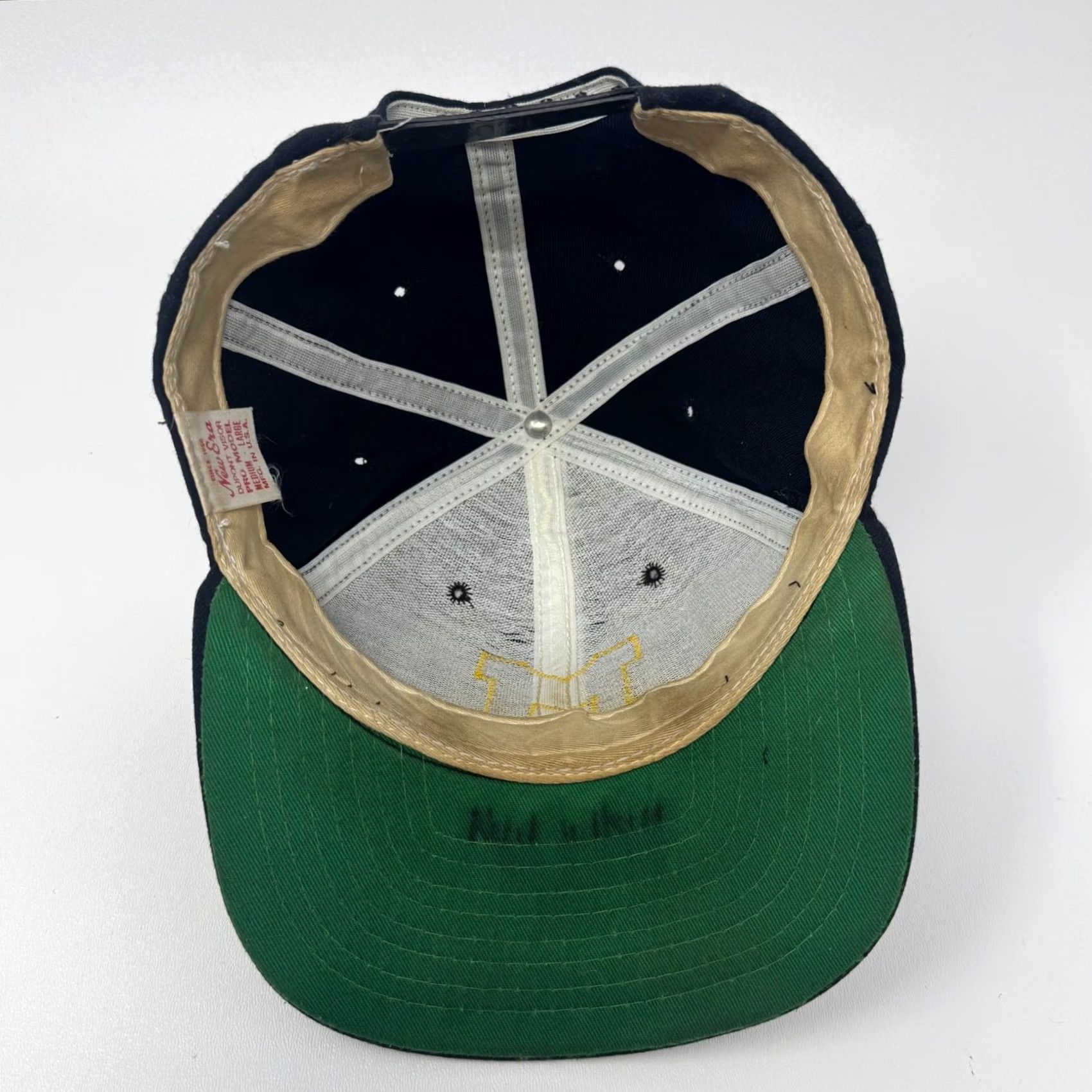 New Era VINTAGE New Era Hat Michigan Wolverines Snapback Navy Blue Wool Blend Adjustable Snapback 1990s Mens Boys Women Mens Size ONE SIZE - 7 Thumbnail