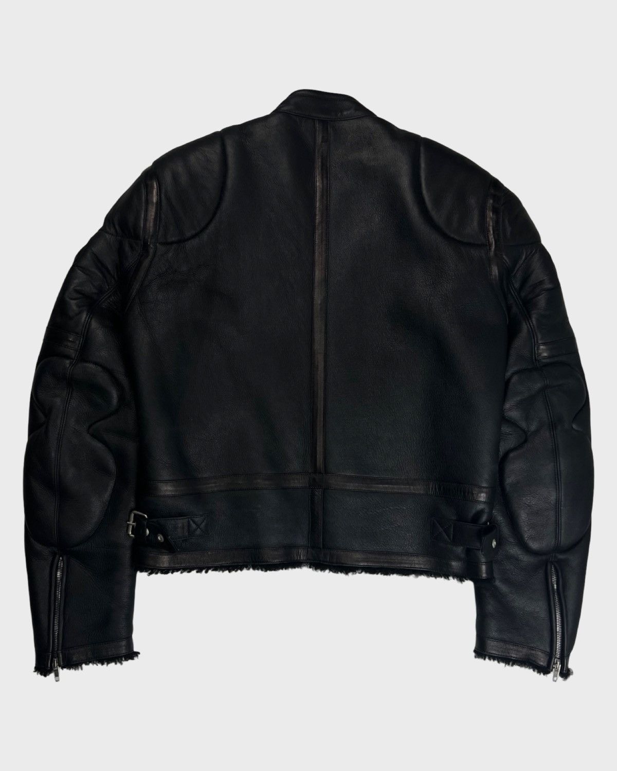 Balenciaga VETEMENTS SHEEPSKIN SHEARLING LEATHER MOTO RACING JACKET Size US M / EU 48-50 / 2 - 2 Thumbnail