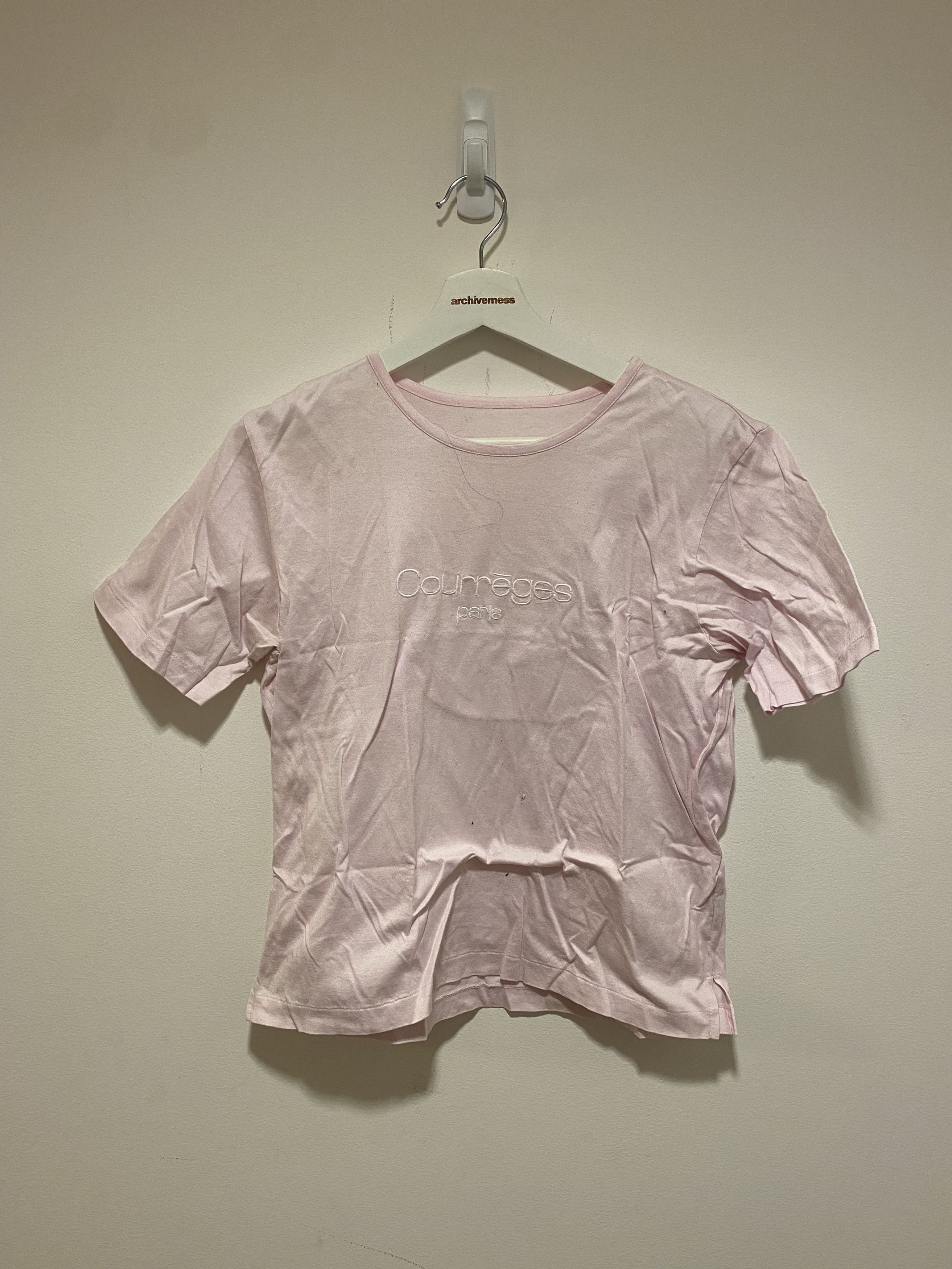 image of Courreges Pink Logo T-Shirt, Men's (Size Small)