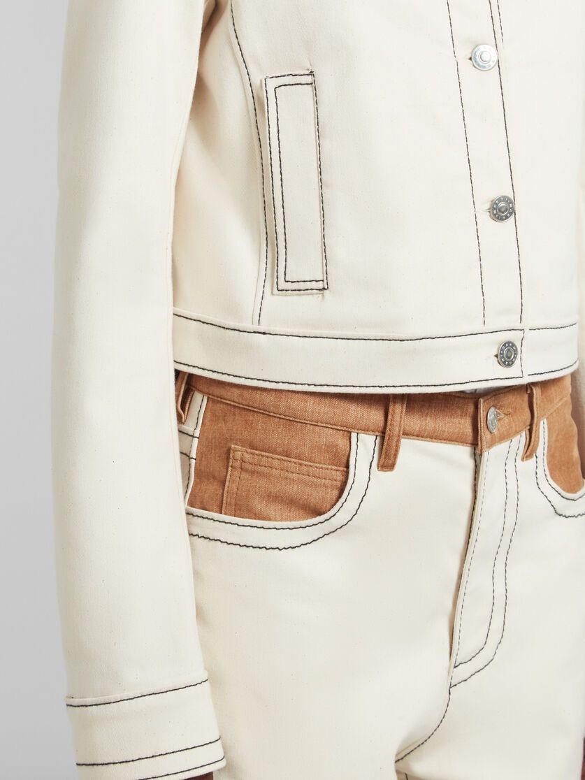 Marni o1w1db10125 Organic Denim Trucker Jacket in Ecru Size L / US 10 / IT 46 - 5 Thumbnail