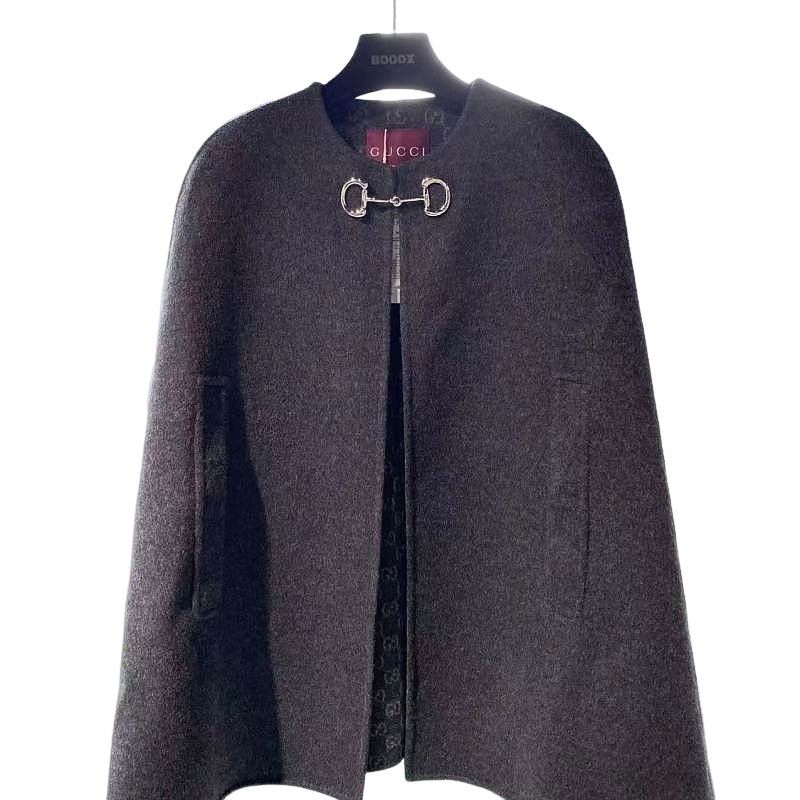 Gucci Horsebit Wool Blend Cape Size 38 in Gray, Women's (Size Xs)