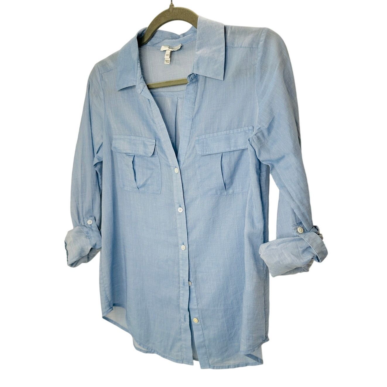 Joie Joie Blue Button Front Pocketed Roll Tab Denim Shirt XXS Size XXS / US 00 / IT 34 - 3 Thumbnail