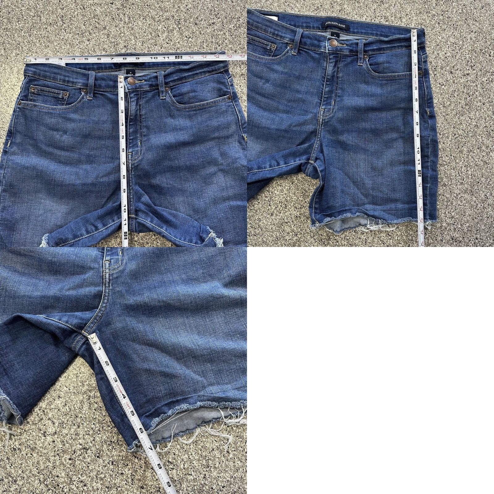 Calvin Klein Calvin Klein High Rise Denim Shorts Womens 10 30x6 Blue Cotton Polyester Spandex Viscose 5-Pocket Hem Frayed Hem Casual Size 32" / US 10 / IT 46 - 8 Thumbnail