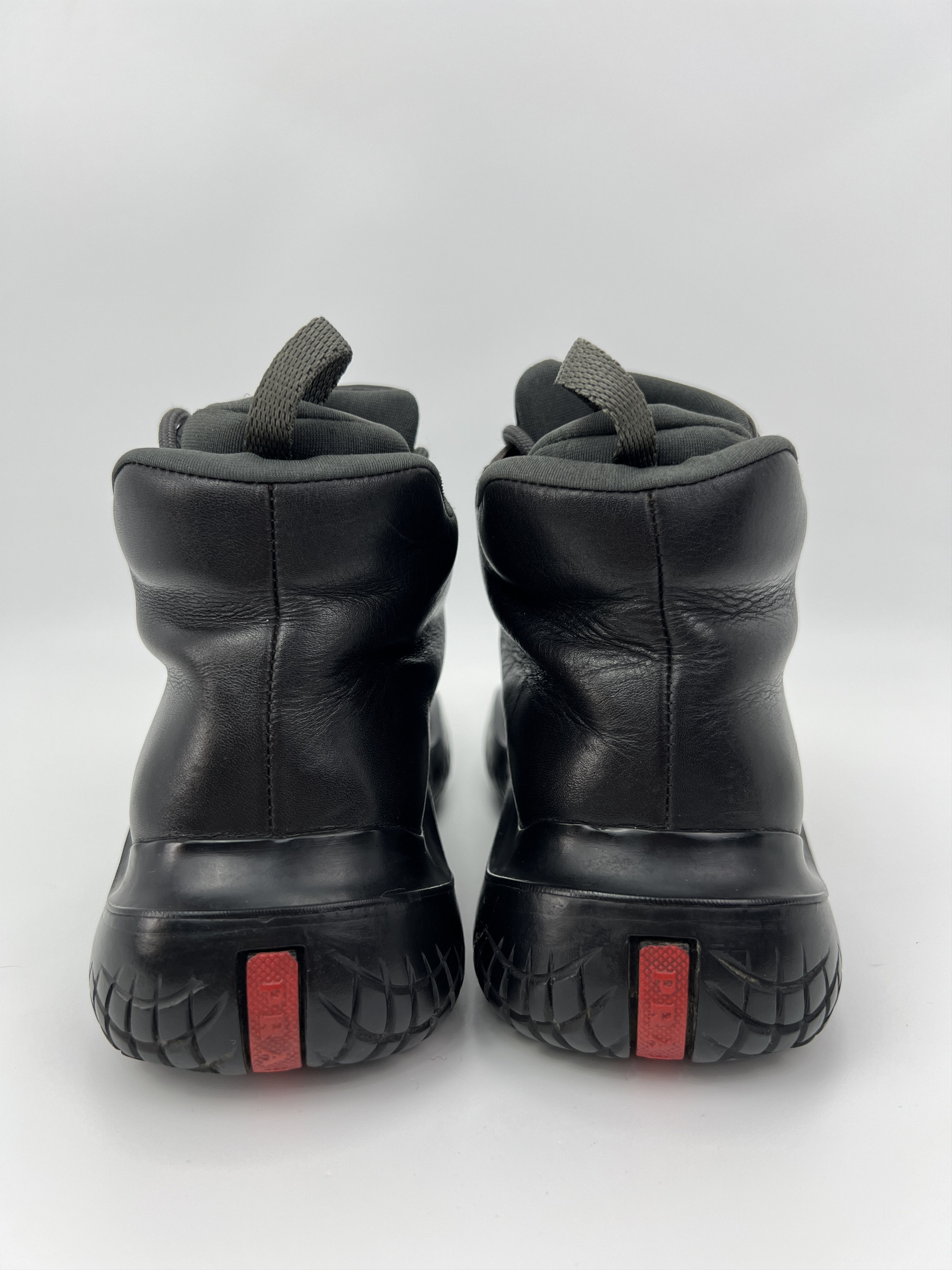 Prada Vintage 00s Prada Combat Black Leather Boots Vibram Italy Size US 7 / IT 37 - 9 Thumbnail