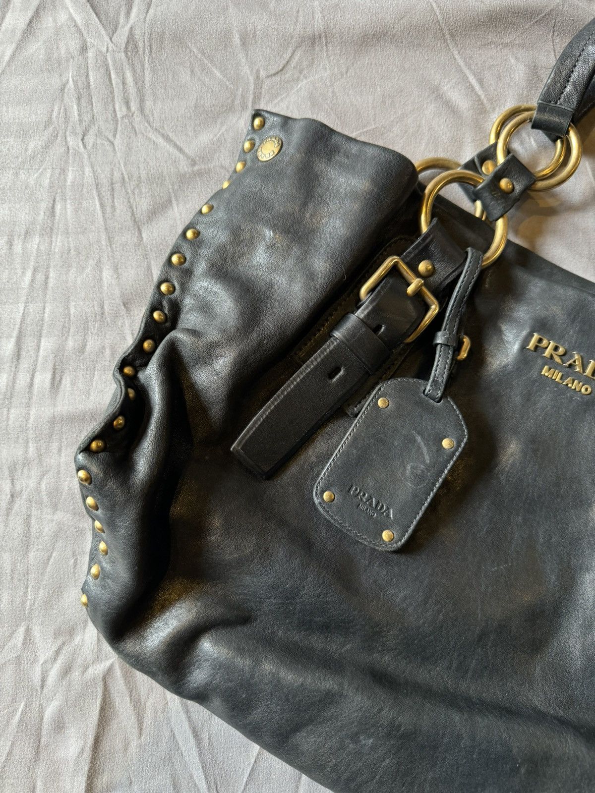Prada PRADA Nappa Studded Aviator Shopping Tote Size ONE SIZE - 4 Thumbnail