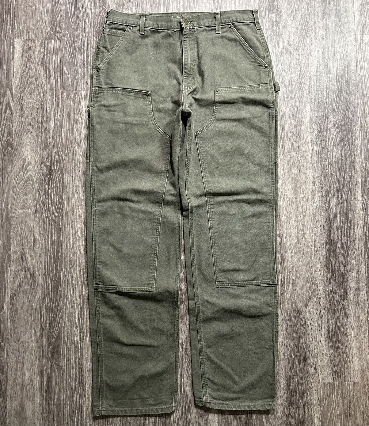 image of Carhartt Double Knee Work Wear Pants Olive Green Size 36X36, Men's