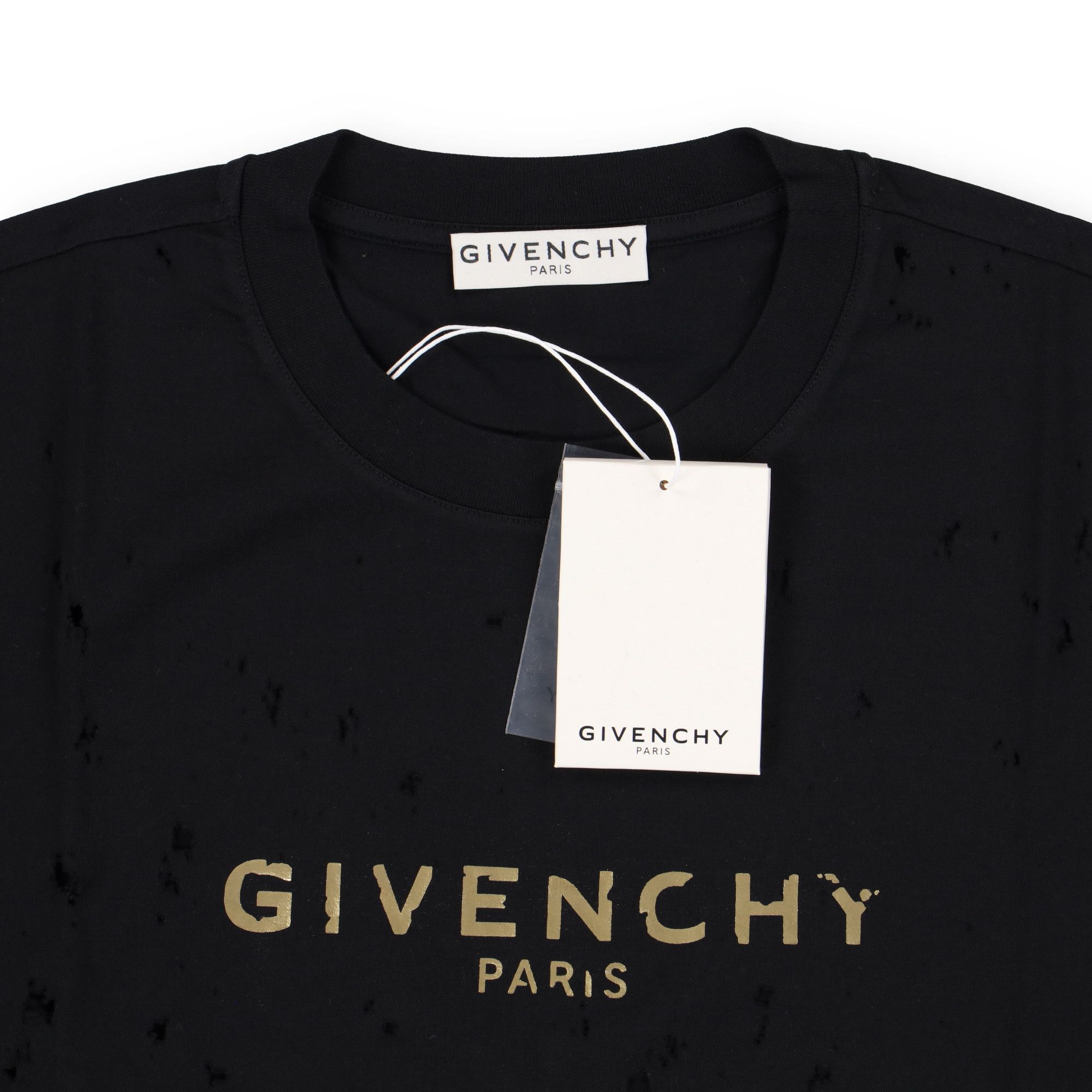 Givenchy Black Distressed Gold Blurred Logo T-Shirt Size S / US 4 / IT 40 - 5 Thumbnail