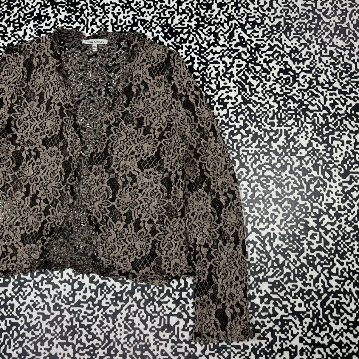 Laura Ashley Vintage Y2K Laura Ashley Floral Mesh Retro Sexy Catdigan Size XL / US 12-14 / IT 48-50 - 5 Thumbnail