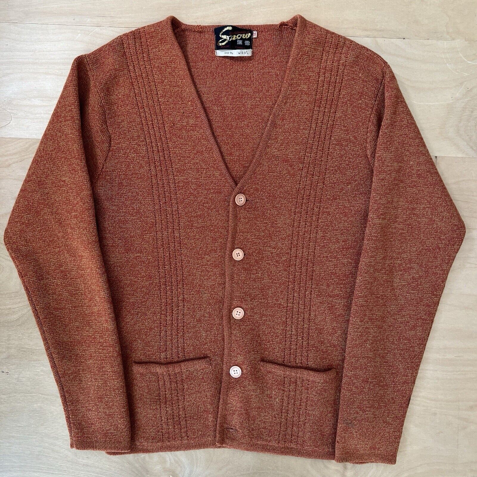 Vintage Vintage Snow Cardigan 34 Orange Wool Sweater 60s Size S / US 4 / IT 40 - 2 Thumbnail