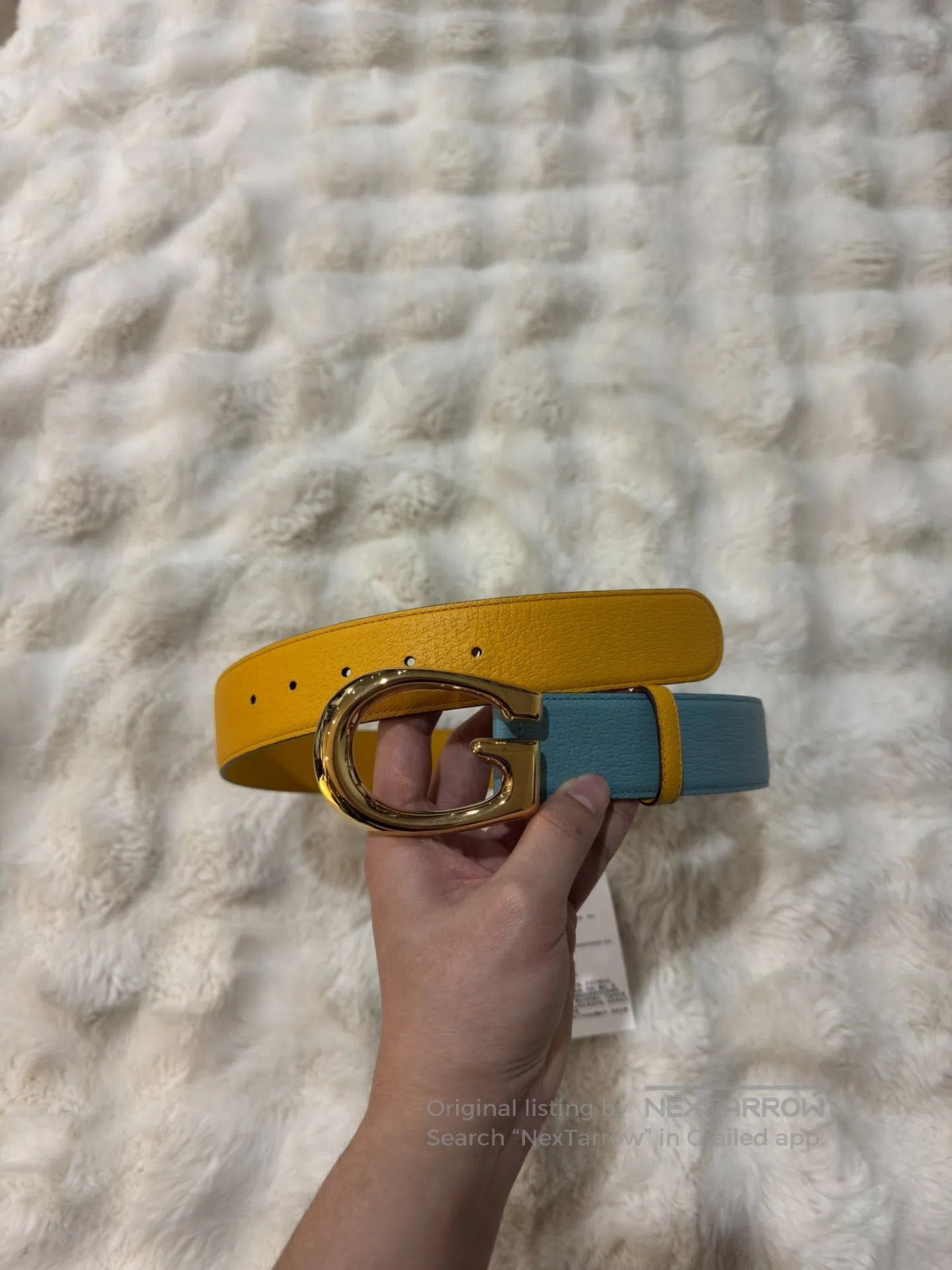 Gucci Guicci size 85 Contrasting Gold Buckle Belt| Size ONE SIZE - 2 Thumbnail