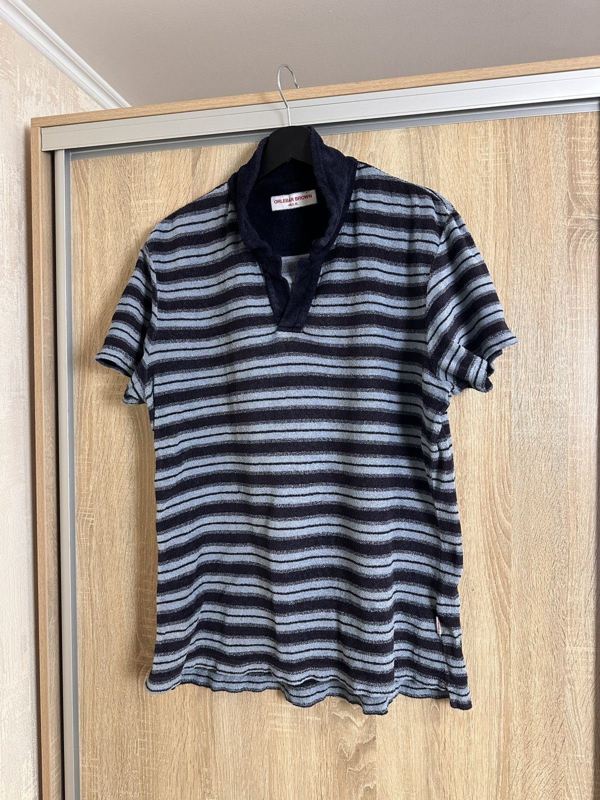 Orlebar Brown 🔥 Orlebar Brown Striped Terry Polo T Shirt Beach Surf Swim Size US XL / EU 56 / 4 - 1 Thumbnail