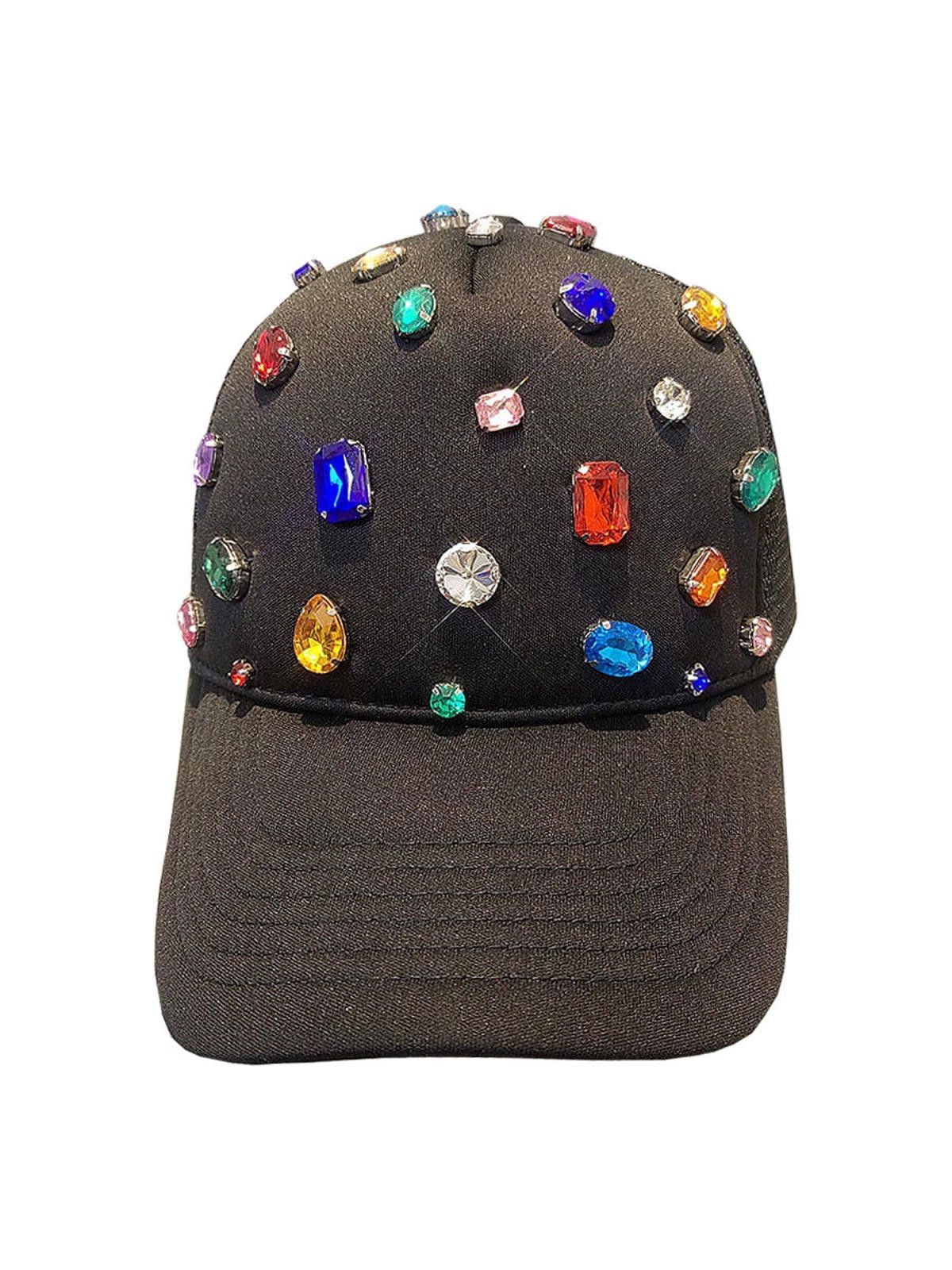 Other Black Embellished Mesh Back Cap, Colorful Rhinestone Hat Size ONE SIZE - 5 Thumbnail