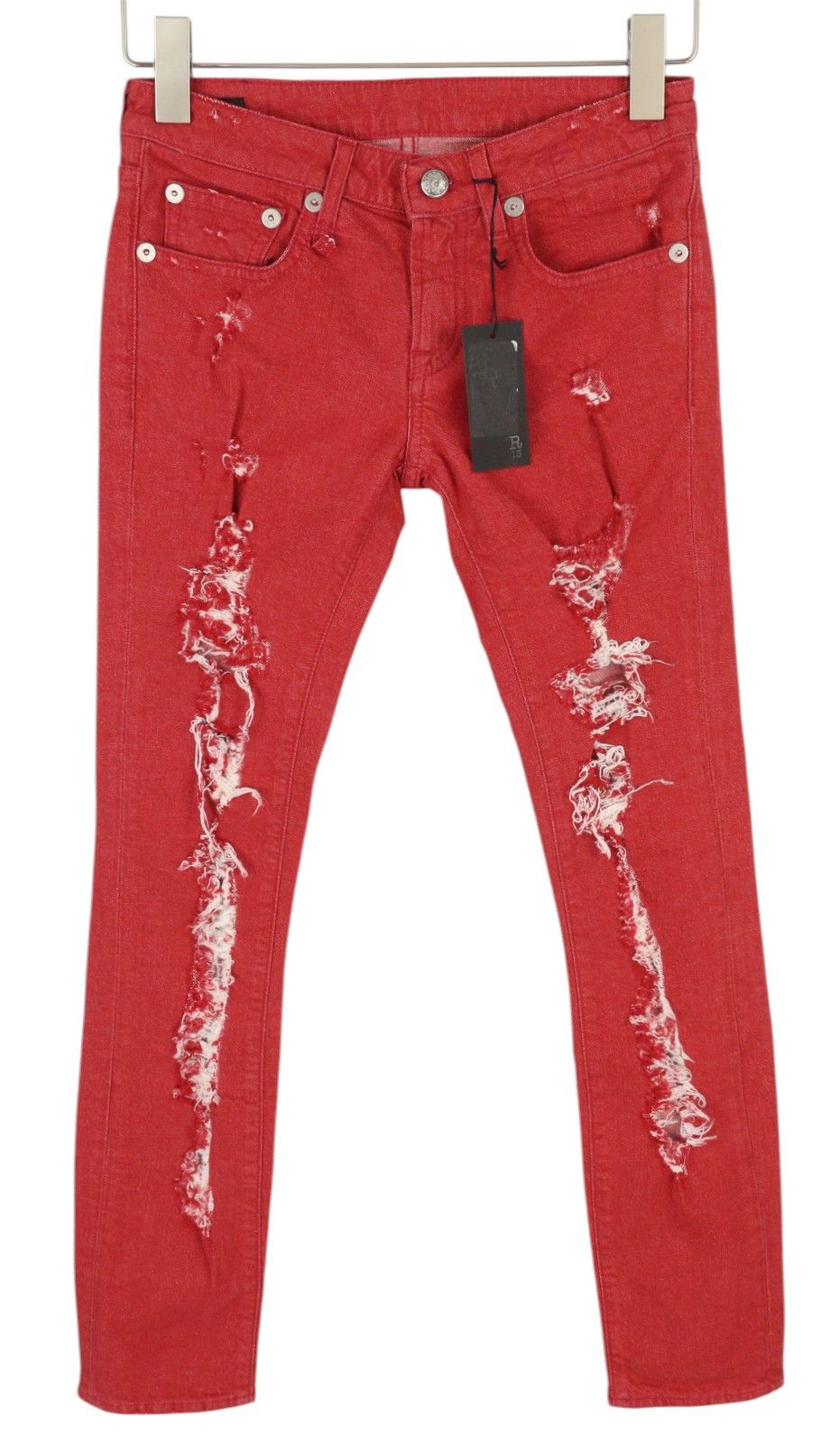 R13 KATE SKINNY 24 Red Distress Ripped Ankle Skinny Fit 86483 Size 24" / US 00 / IT 34 - 1 Thumbnail