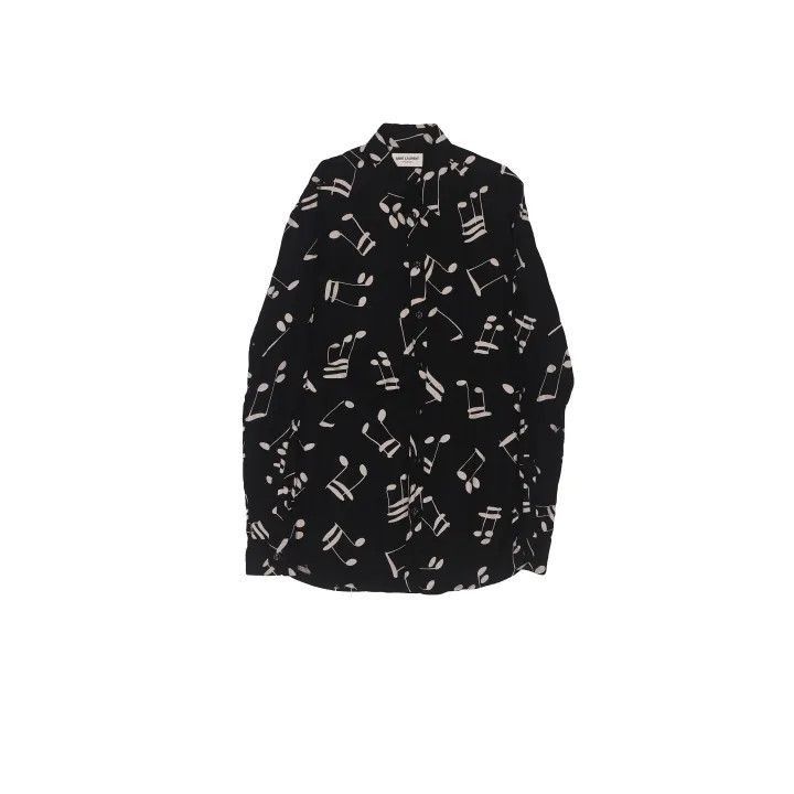 Saint Laurent Paris Yves Saint Laurent Black Patterned Long Sleeve Shirt-2507 Size US M / EU 48-50 / 2 - 7 Thumbnail