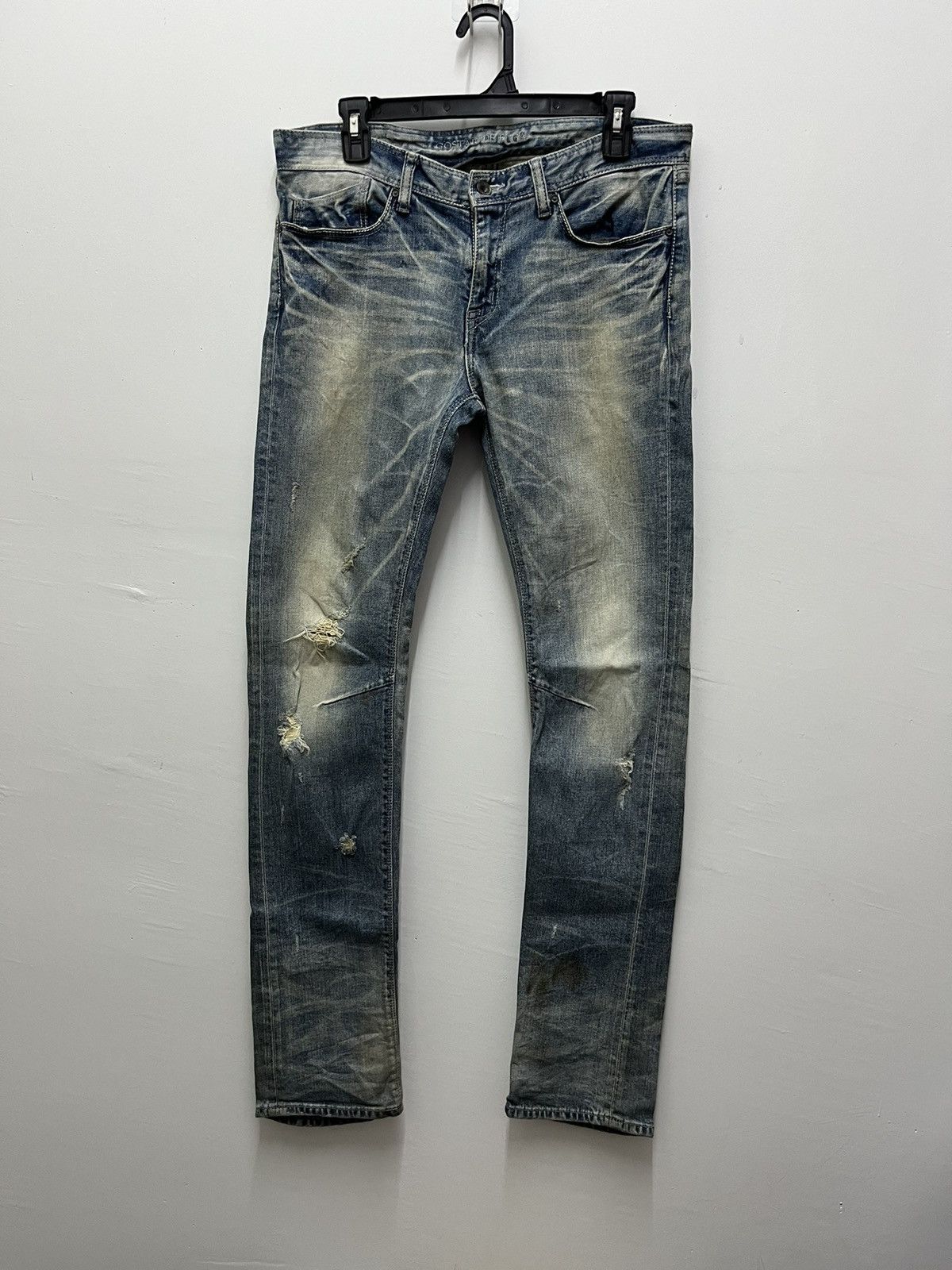 image of Gostar De Fuga Japan Skinny Rusty Distressed Denim Pants in Blue, Men's (Size 33)