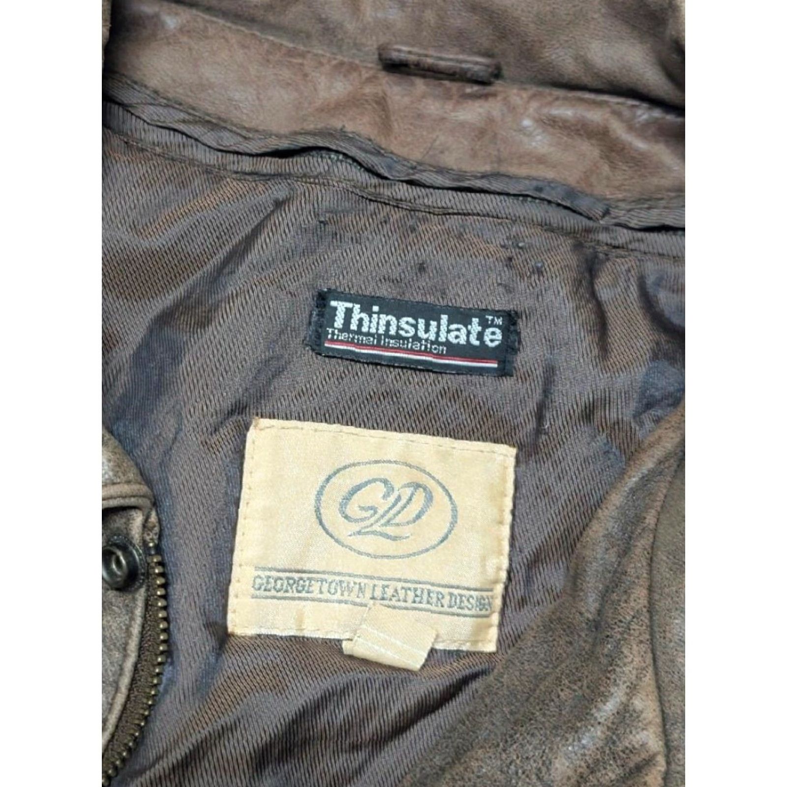 Vintage VINTAGE Georgetown Leather Bomber Jacket XL Mens Brown Leather Zip Chest 48-50 Loose Boxy Patina 1980s-90s Flight A2 Size US XL / EU 56 / 4 - 7 Thumbnail