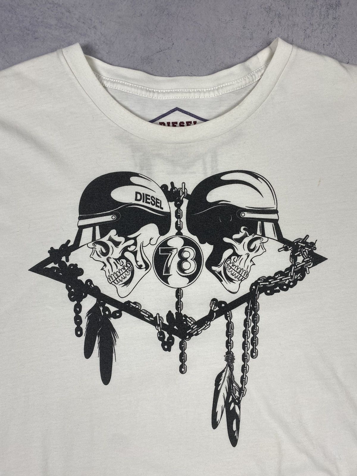 Diesel Vintage 00s Diesel Skulls Biker Motorcycle Y2K Tee Size US L / EU 52-54 / 3 - 5 Thumbnail