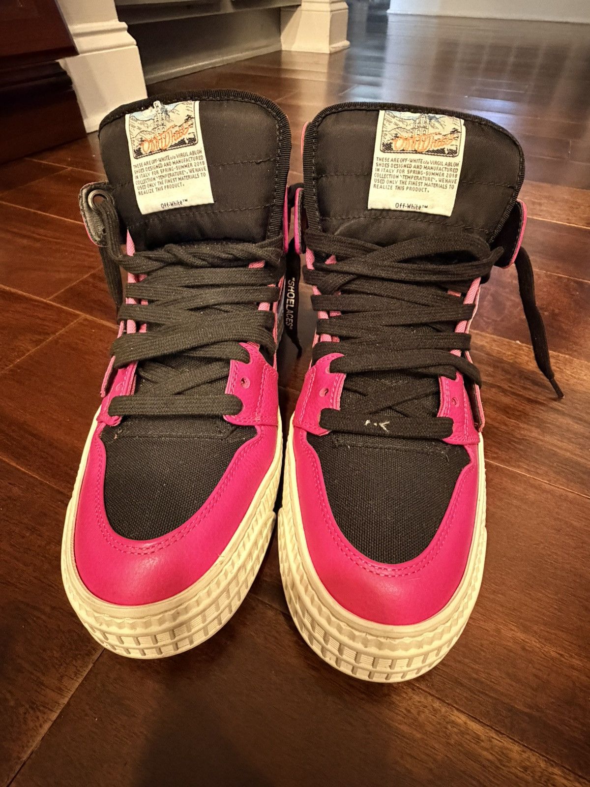 Off-White Off-White Off Court 3.0 High Top Sneakers-Black/Fuchsia Pink Size US 5 / EU 37 - 7 Thumbnail